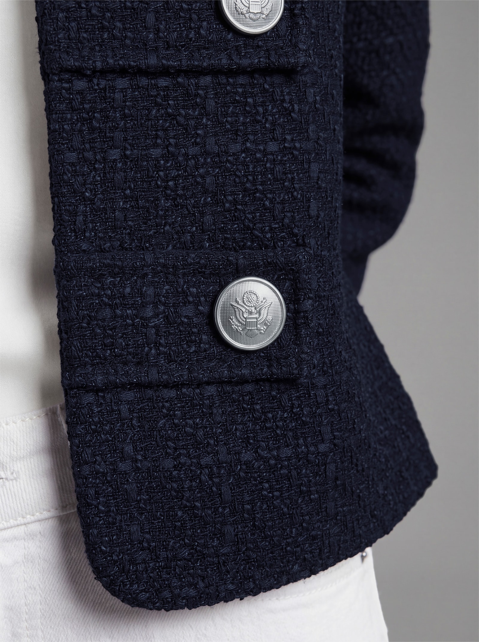 heine Bouclé-Blazer mit Zierknöpfen - marine