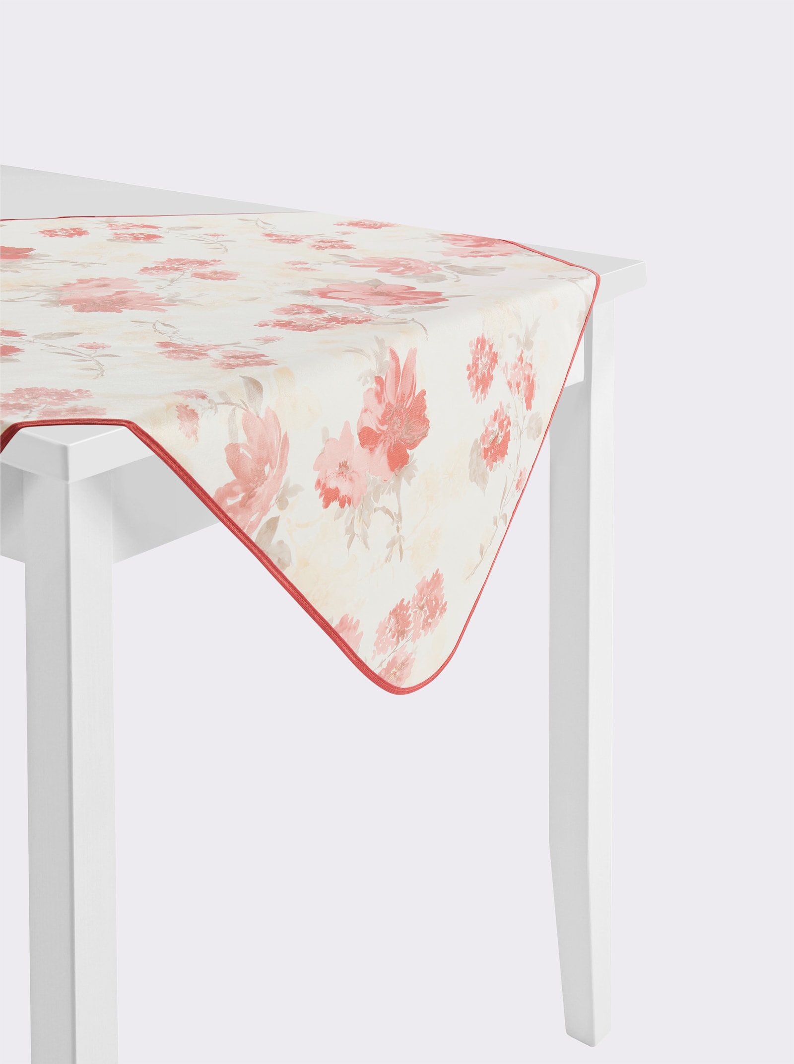 Tischdecke - weiß-rostrot-bedruckt