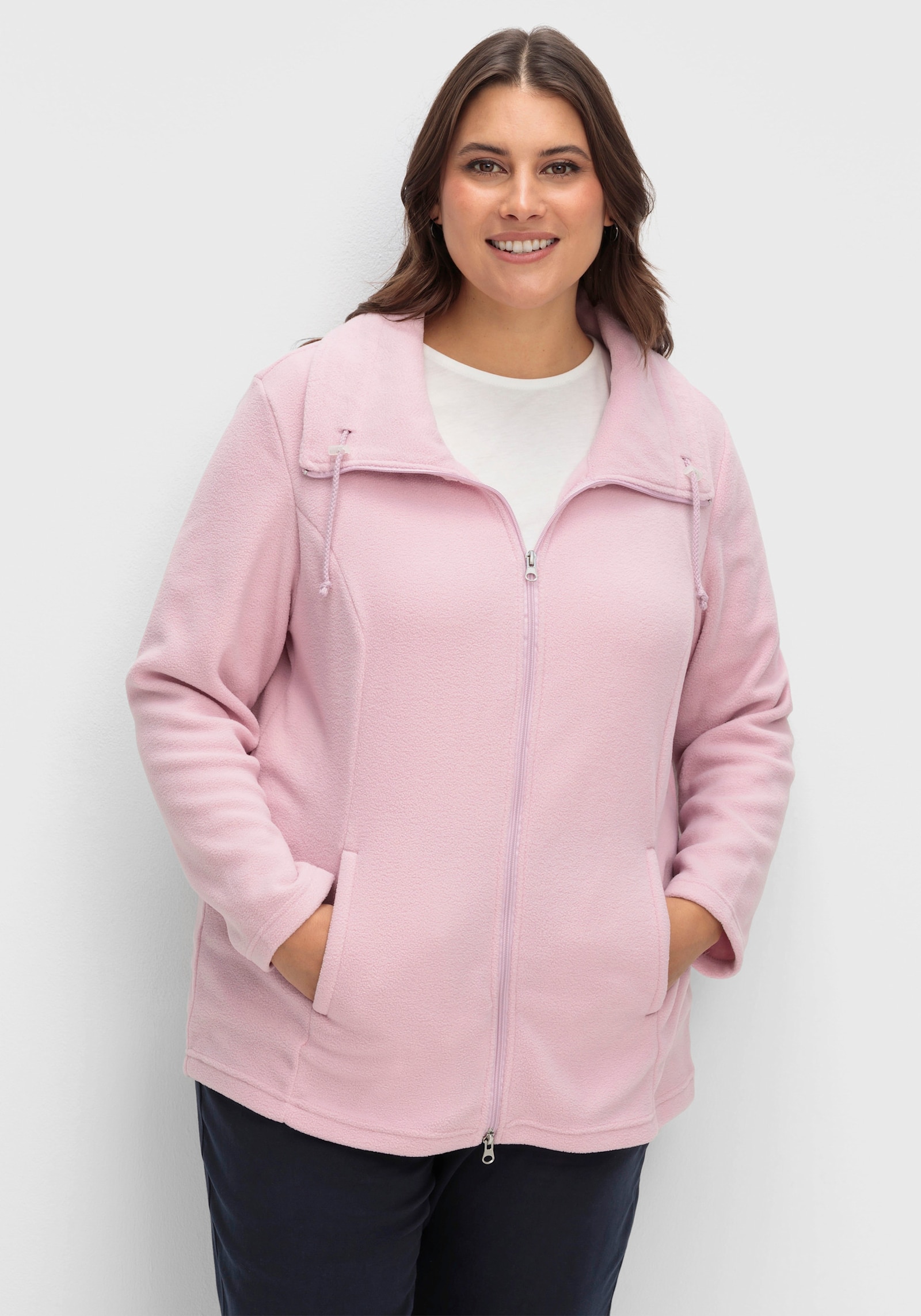 Fleecejacke mit 2-Wege-Reißverschluss - rosé