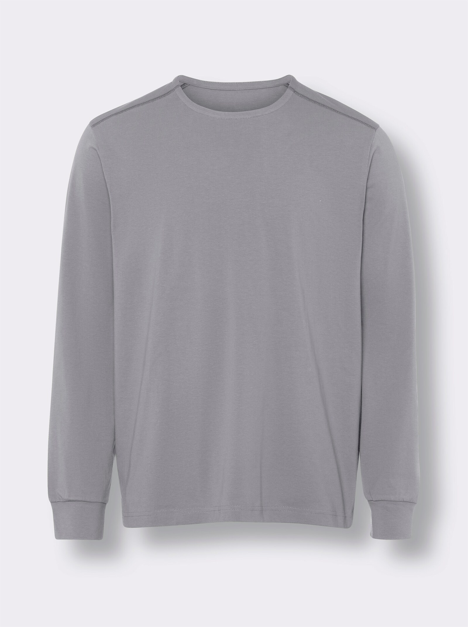 Rundhalsshirt mit Bündchen an den Ärmeln - grau-meliert