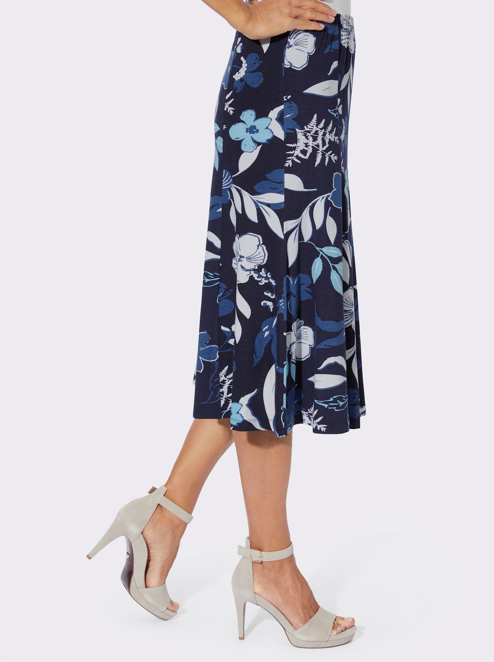 Jerseyrock in Viskose-Qualität - marine-jeansblau-bedruckt