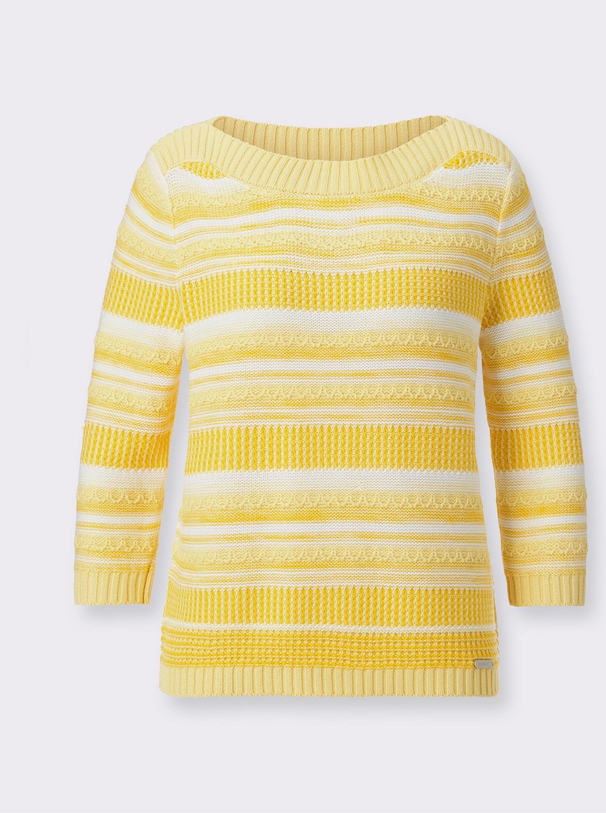 3/4 Arm-Pullover - zitrone-ecru-gestreift