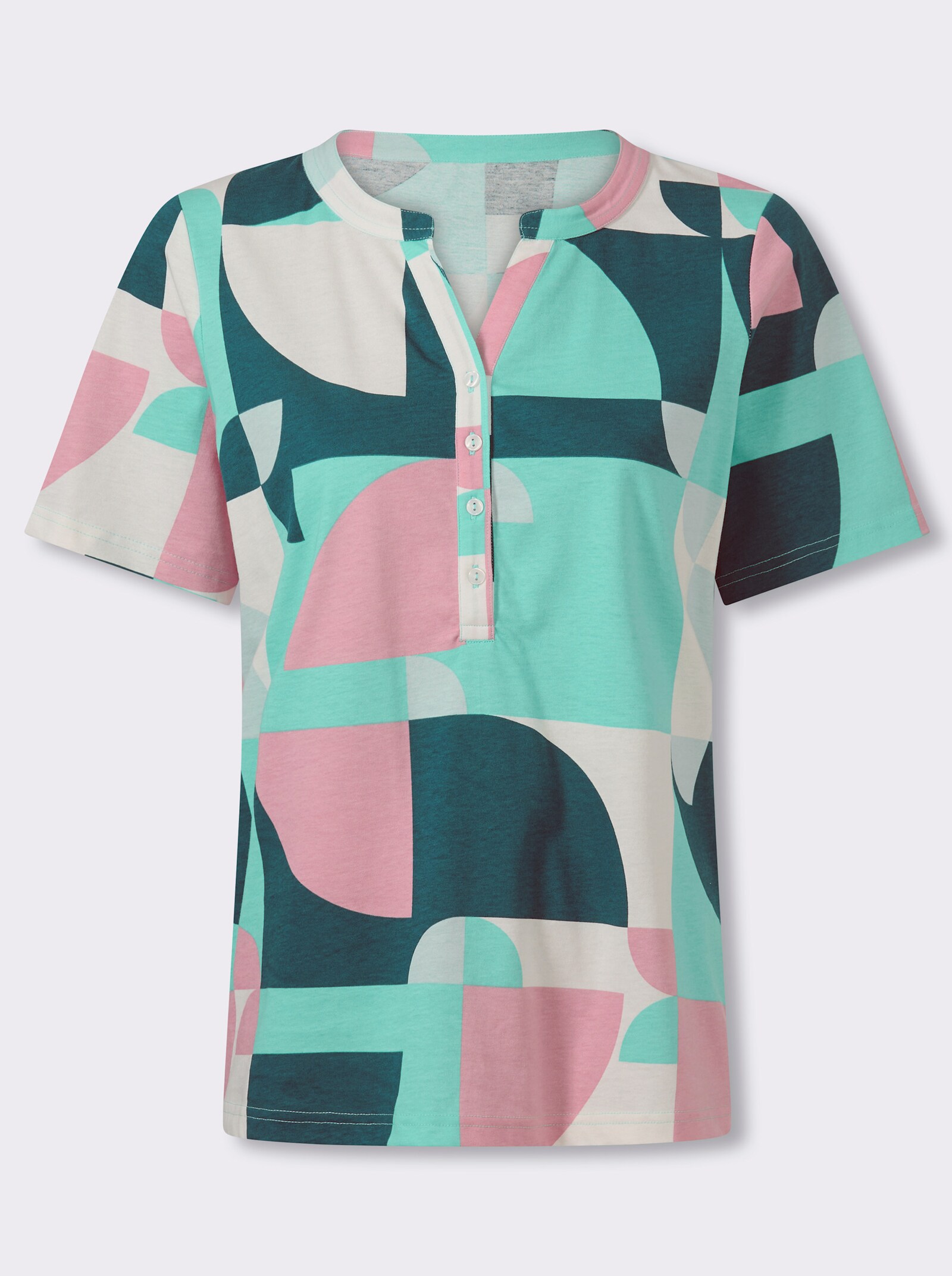 Kurzarmshirt mit Grafik-Print - petrol-blaugrün-bedruckt
