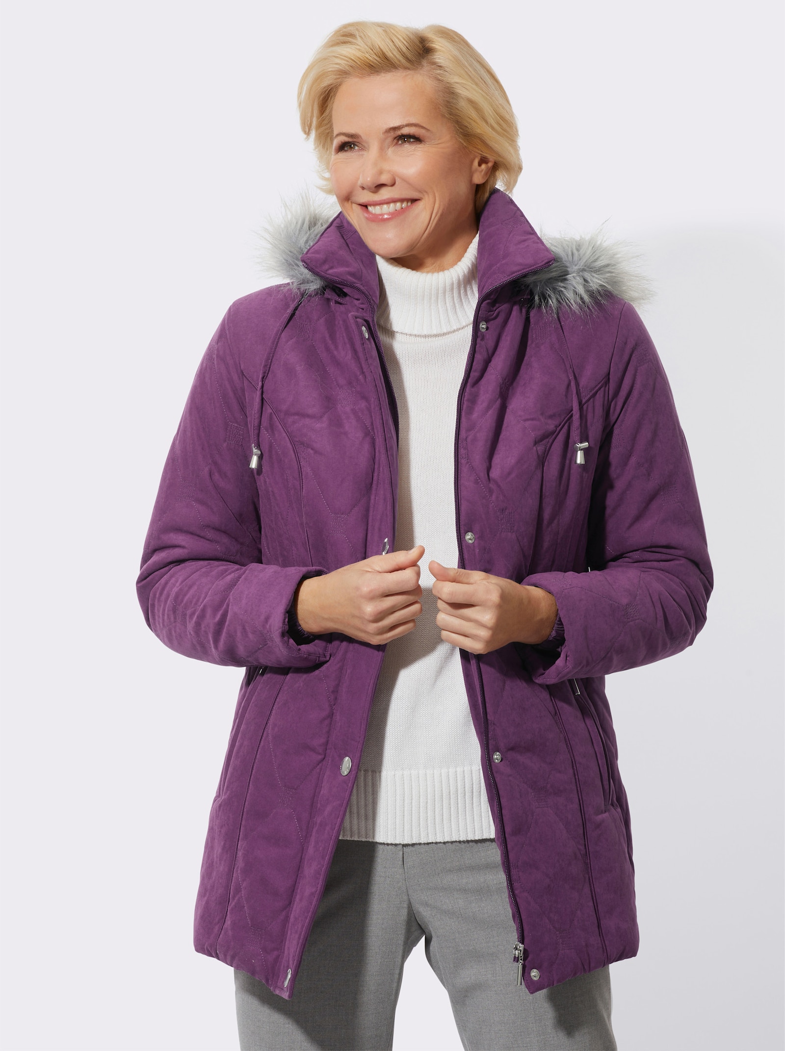 Kapuzenjacke in handschuhweicher Qualität - traube