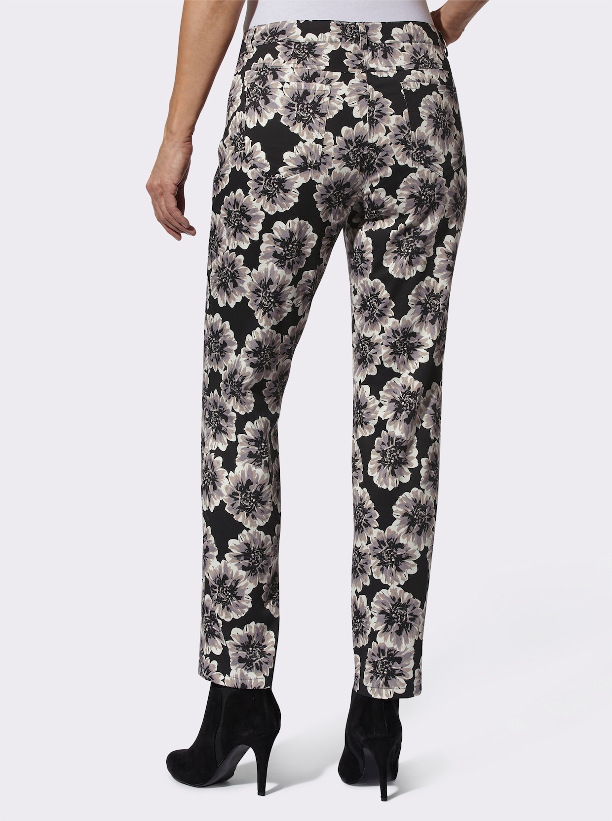 Broek - zwart/taupe geprint