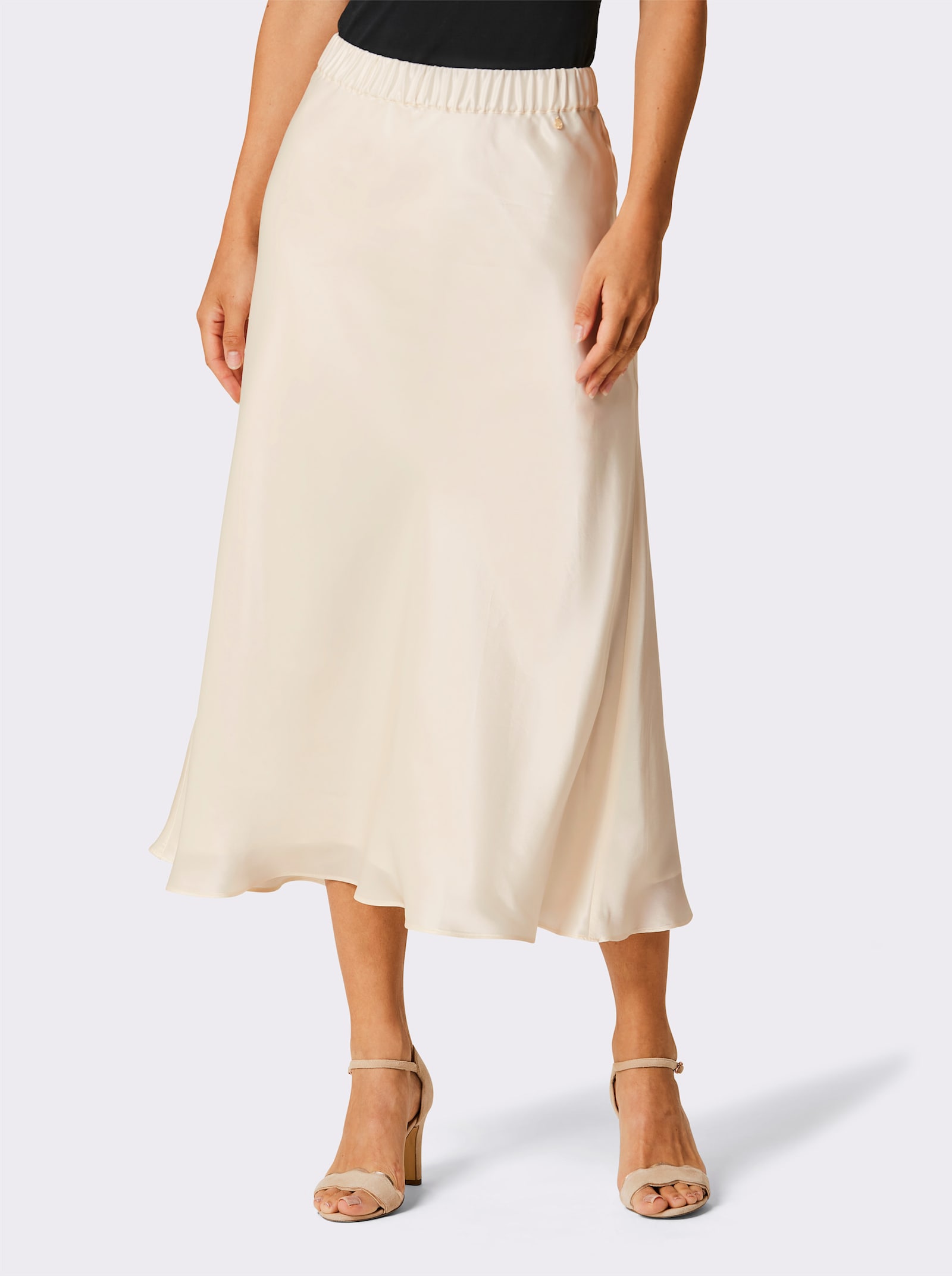 CREATION L PREMIUM Jupe tissée en mélange de soie et viscose de qualité - couleur ivoire