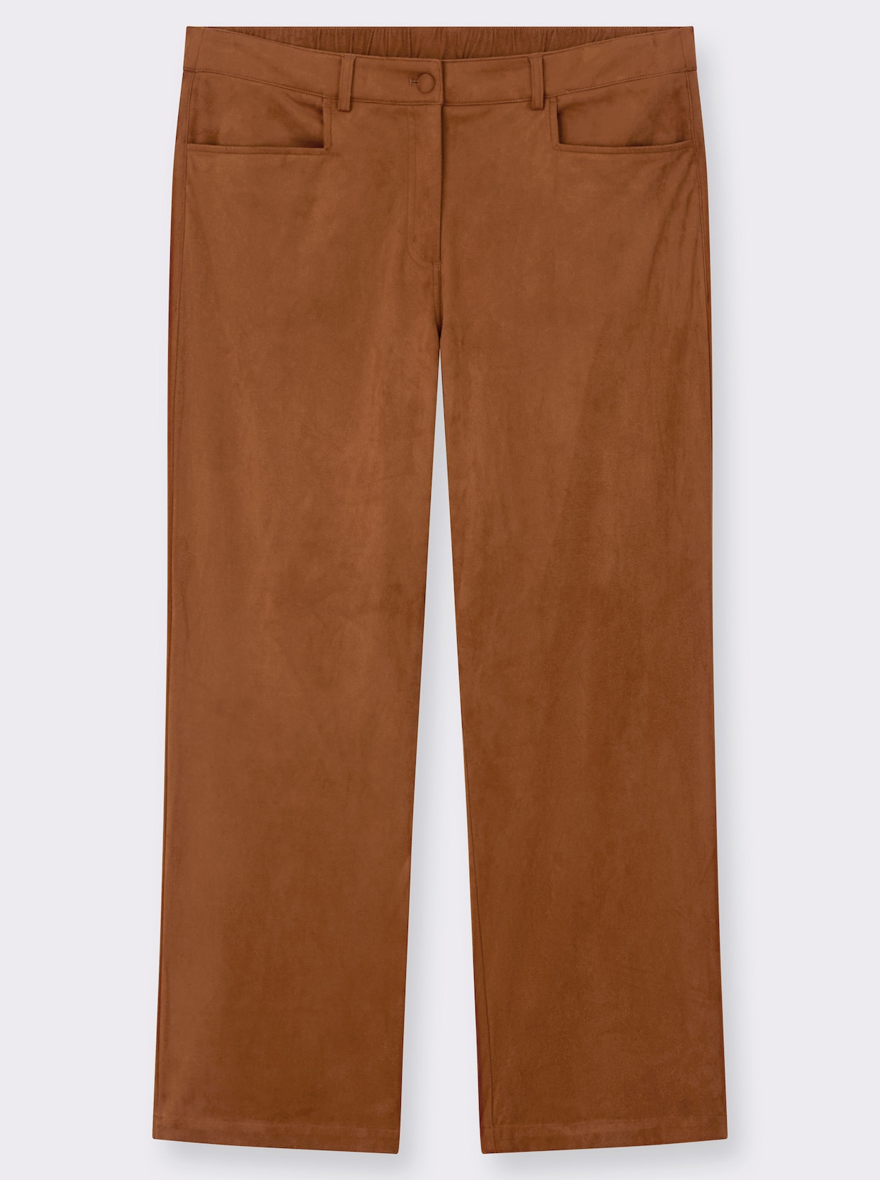 sheego Lederimitathose mit weitem Bein - cognac