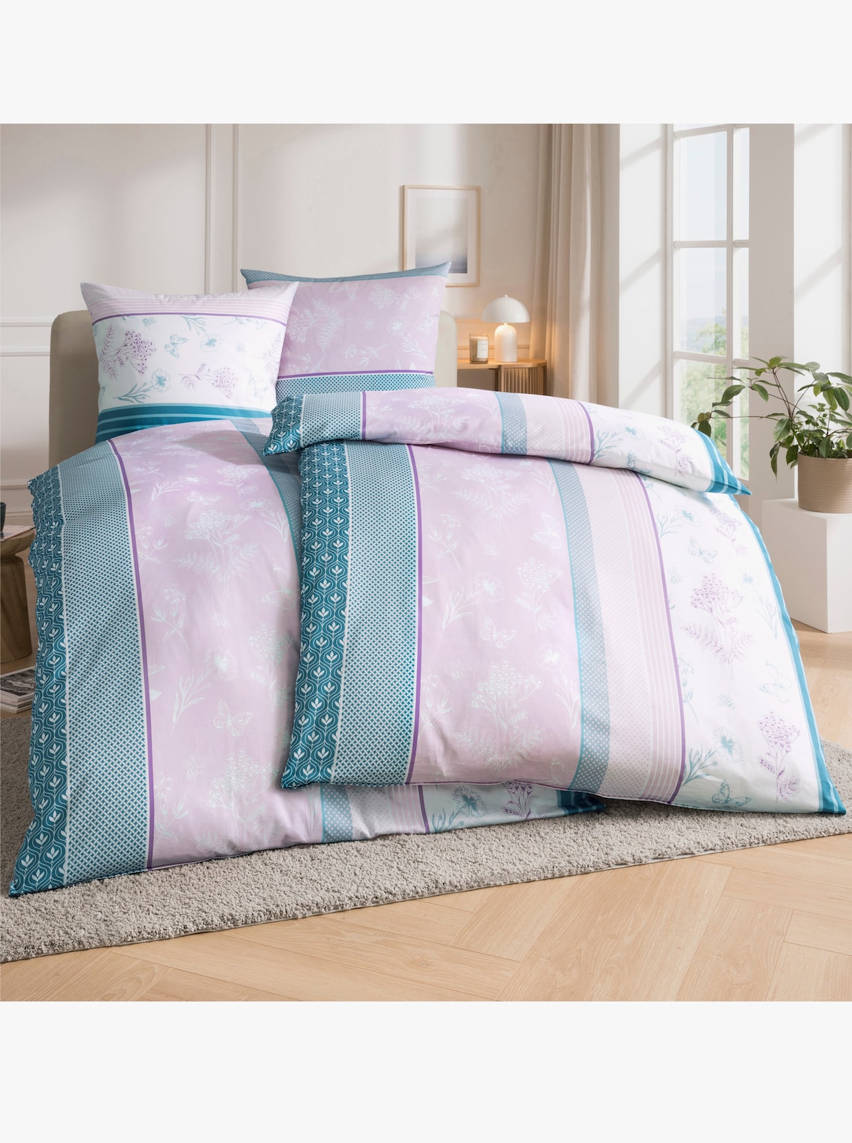 Dormisette Bettwäsche - flieder-mint-bedruckt