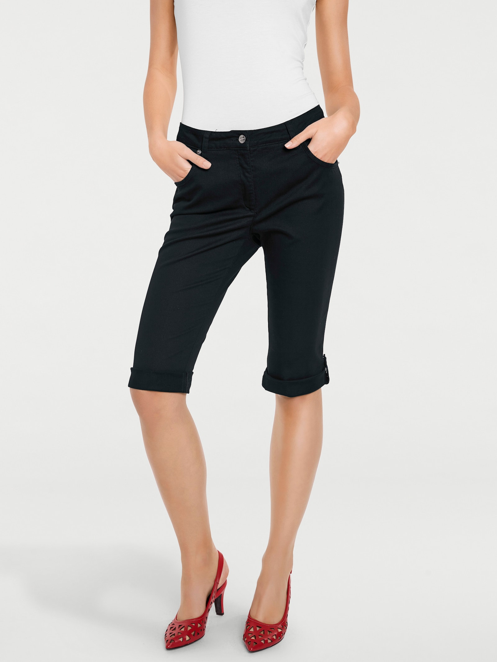 heine Caprijeans mit Power-Mesh - schwarz