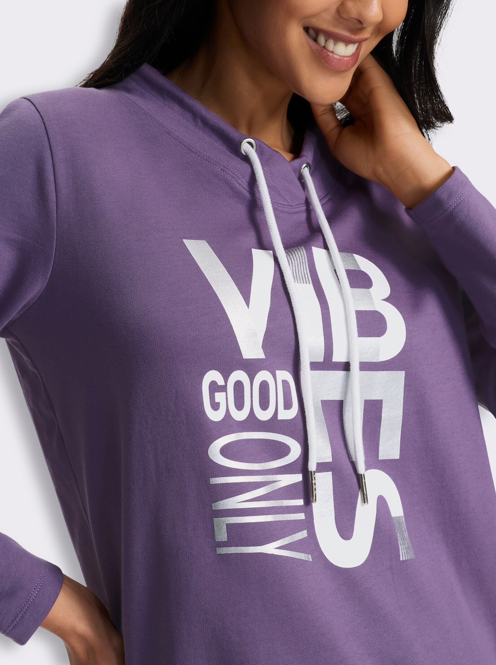 Sweatshirt mit überlappendem Ausschnitt - feige