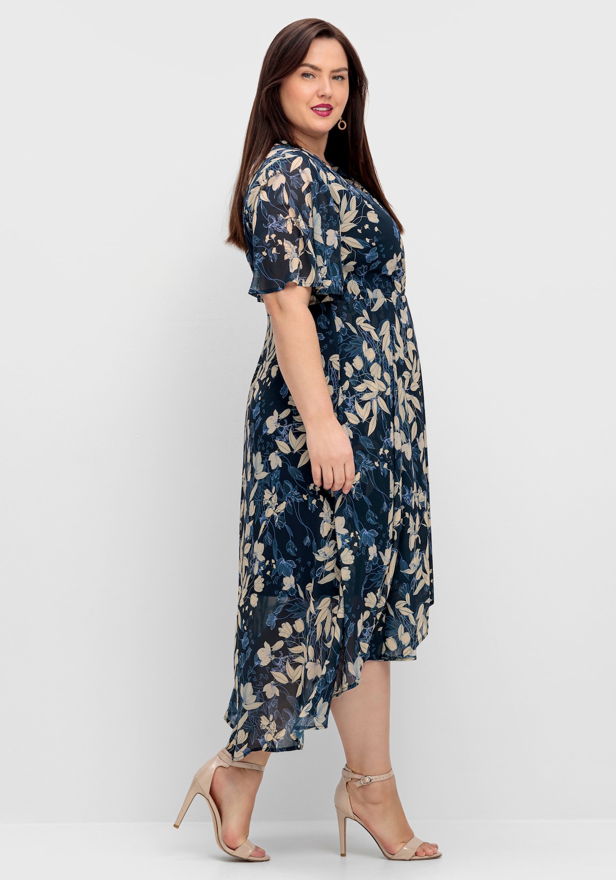 sheego Chiffon jurk - nachtblauw gedessineerd