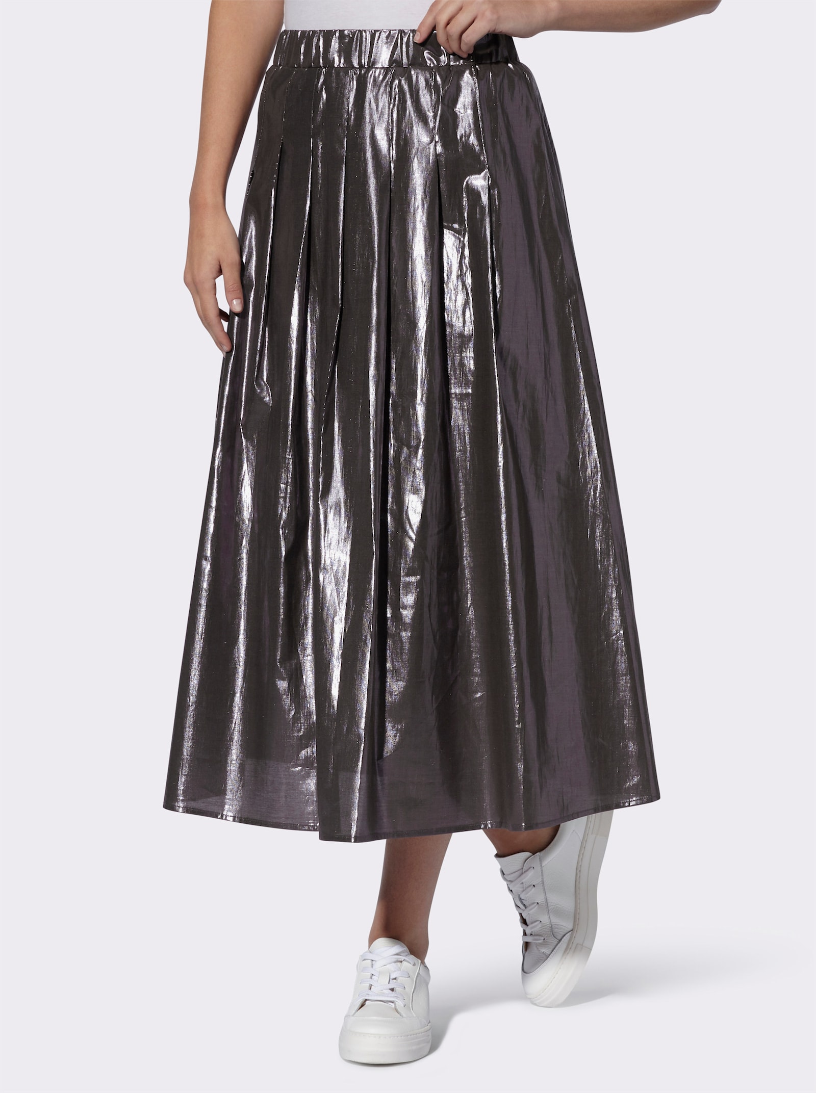 heine Faltenrock mit Rundum-Dehnbund - silberfarben