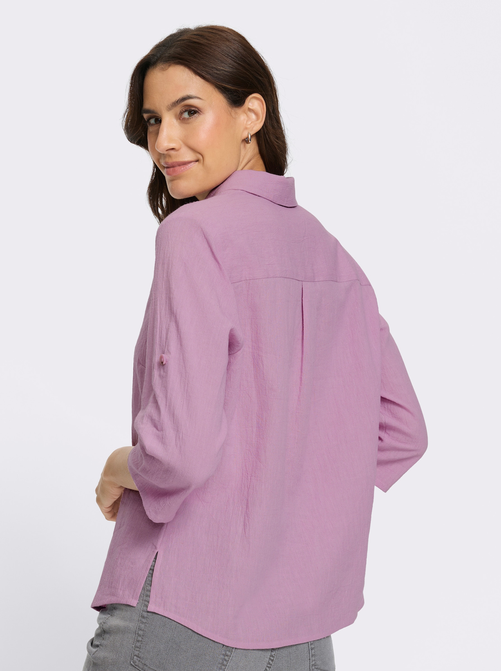 Baumwollbluse mit hohem Leinen-Anteil - orchidee