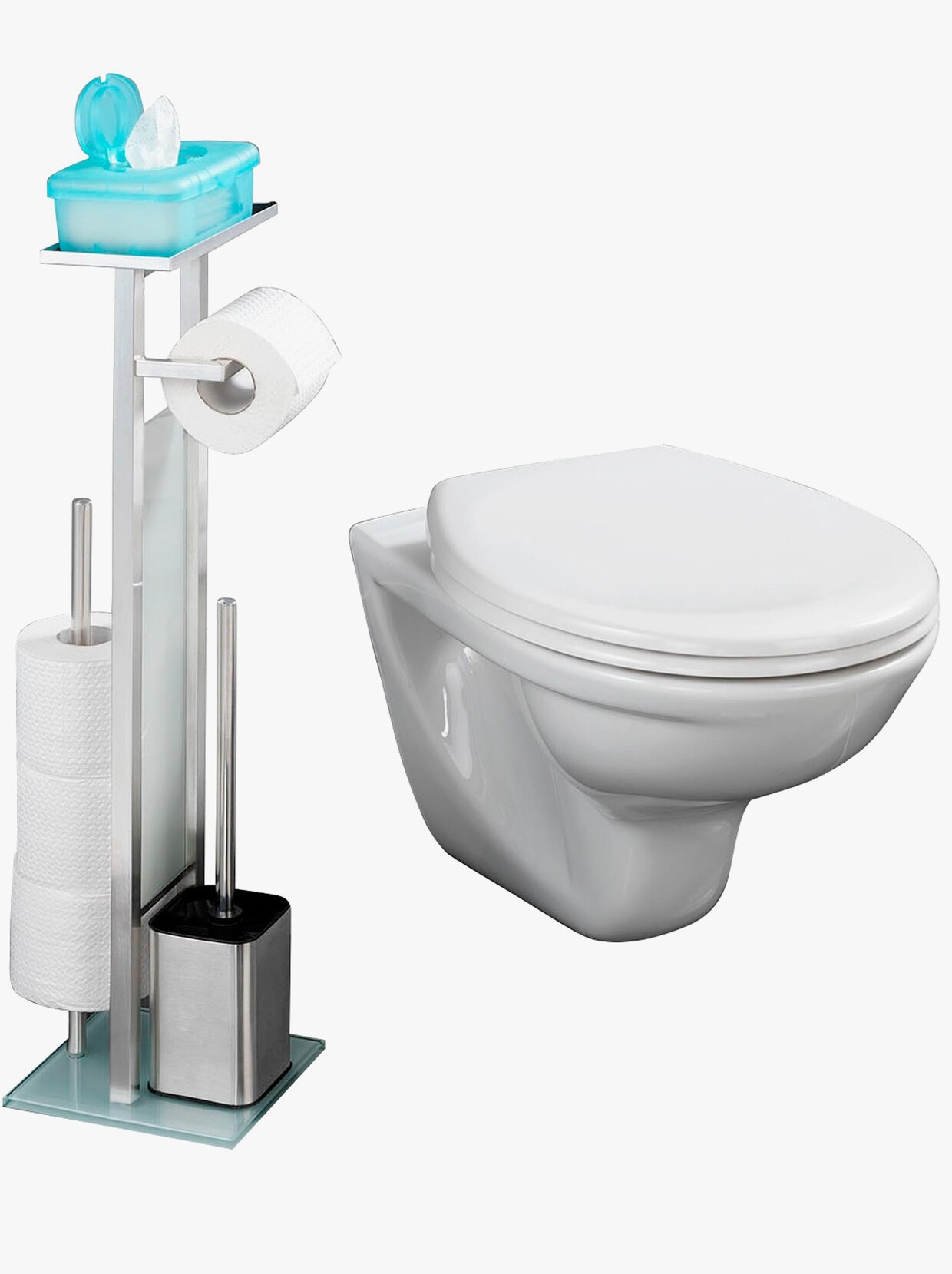 Stojan na hygienické potreby k WC - Strieborná