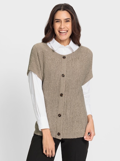 Pullunder mit Zierknopfleiste - sesam