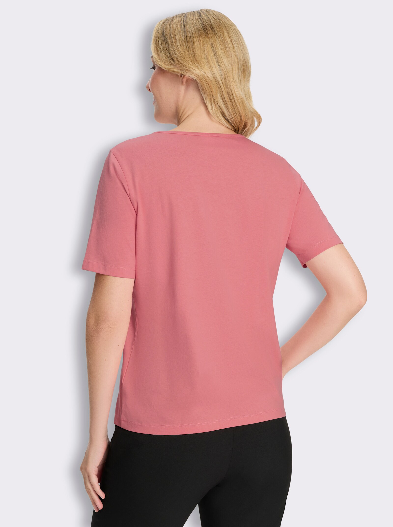 Kurzarmshirt mit Büten-Motiv - flamingo-kirsche
