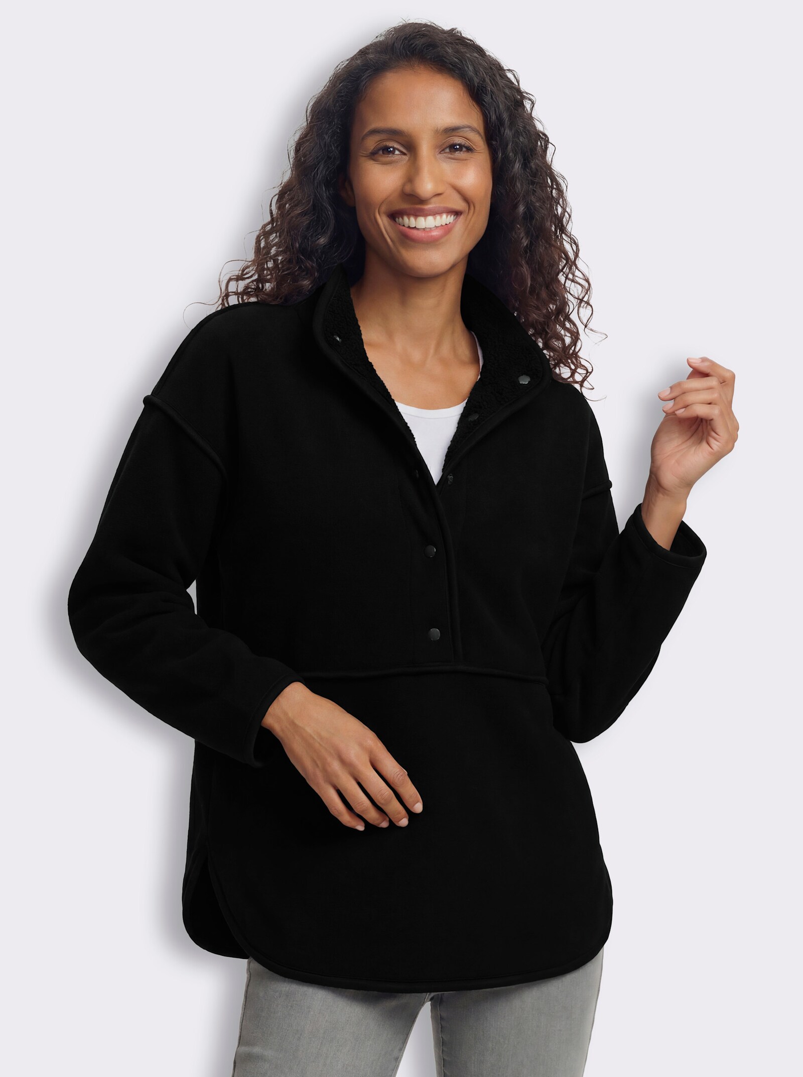 heine Wendeshirt aus Teddy-Fleece - schwarz