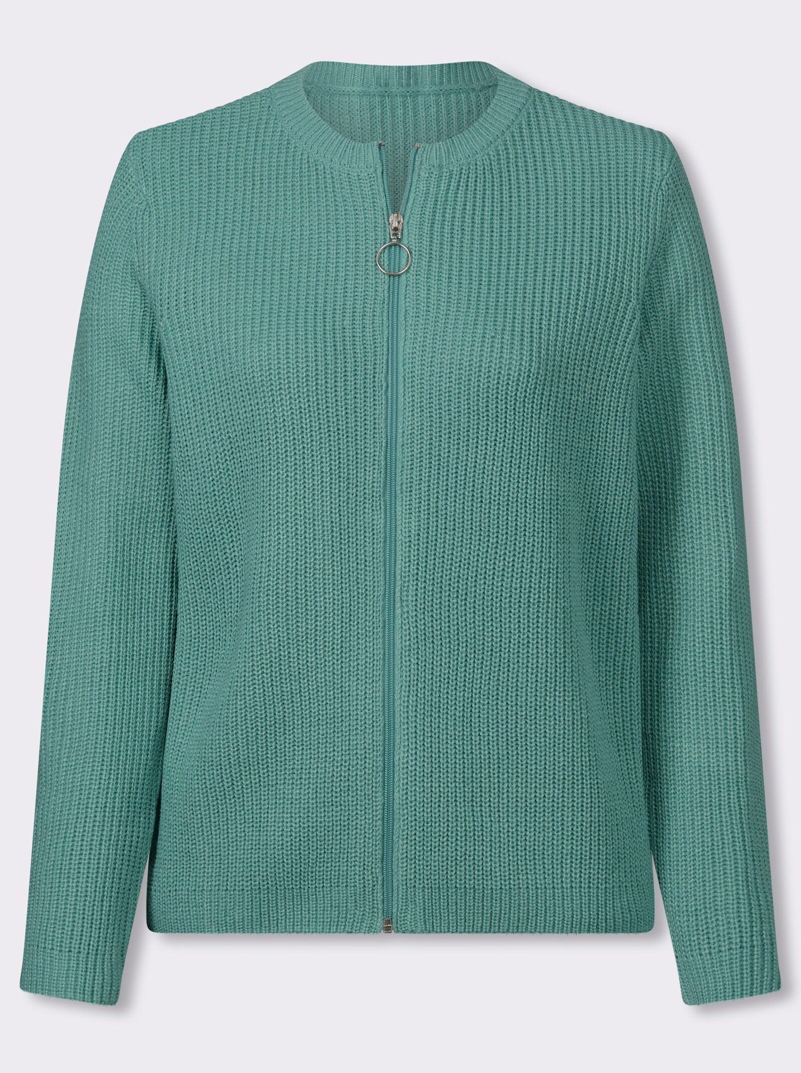 Strickjacke mit Reißverschluss - salbei
