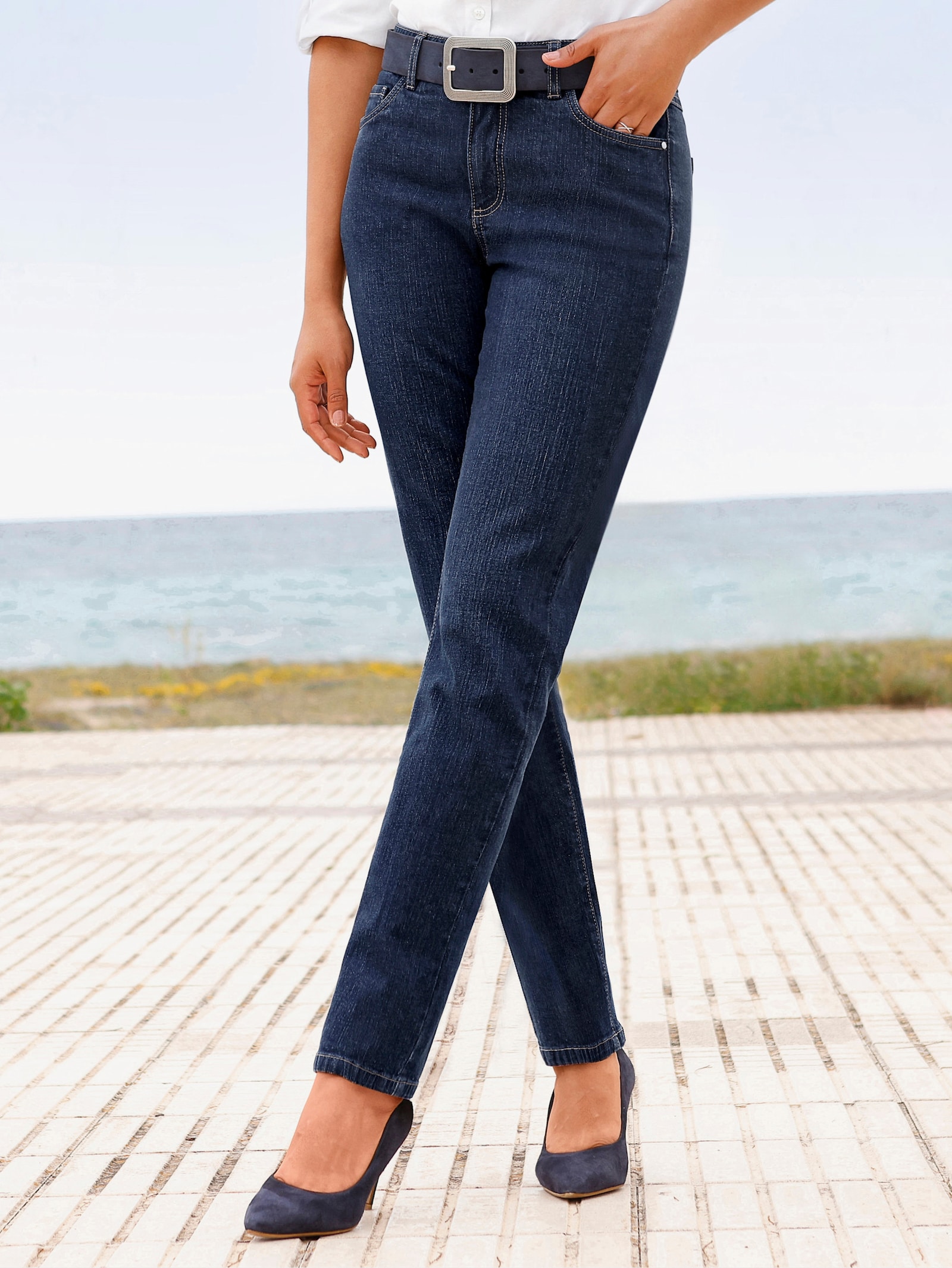 5-Pocket-Jeans mit schmalen Beinen - blue-stone-washed