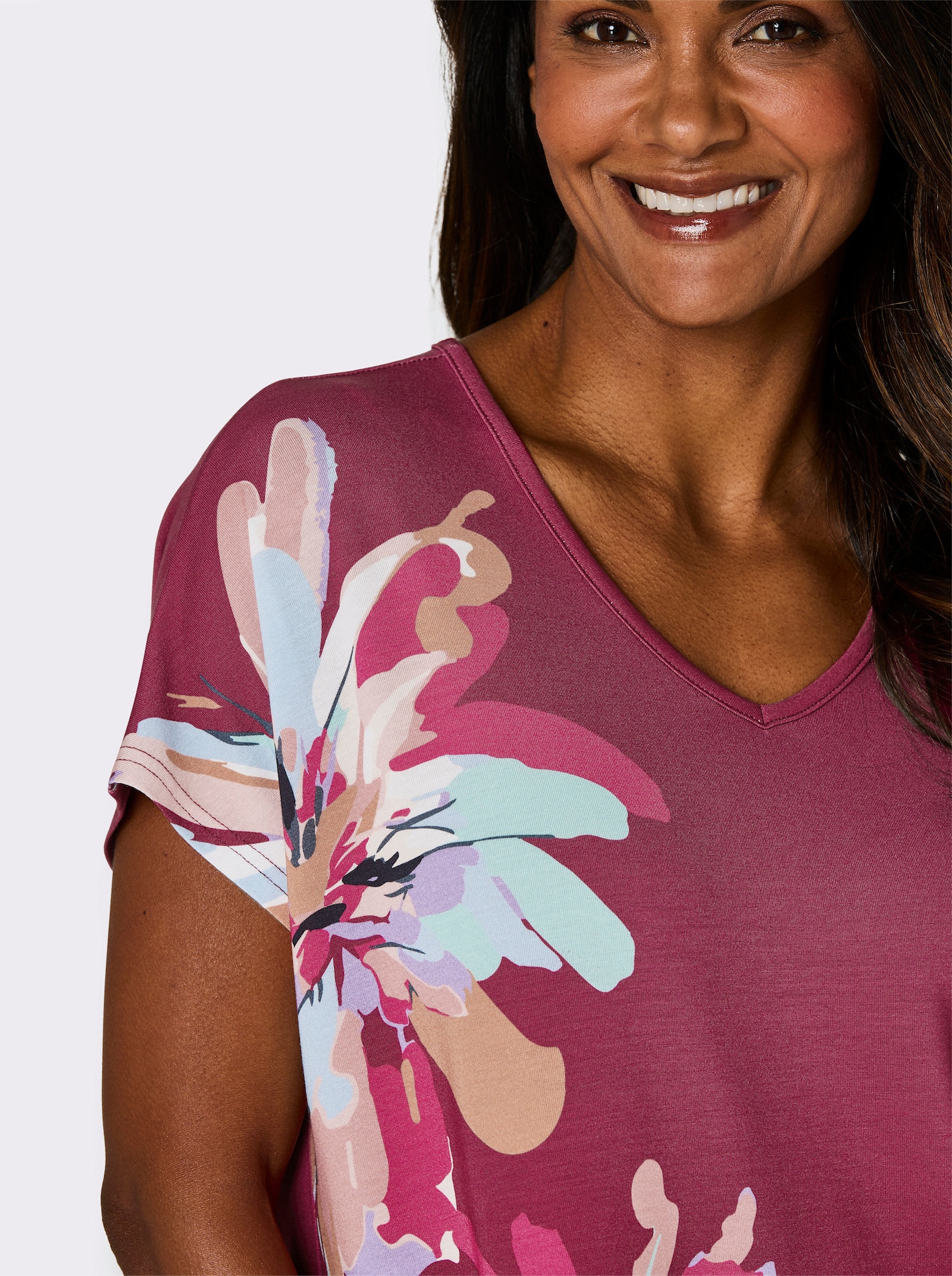 wäschepur Nachthemd - malve/rookblauw bedrukt