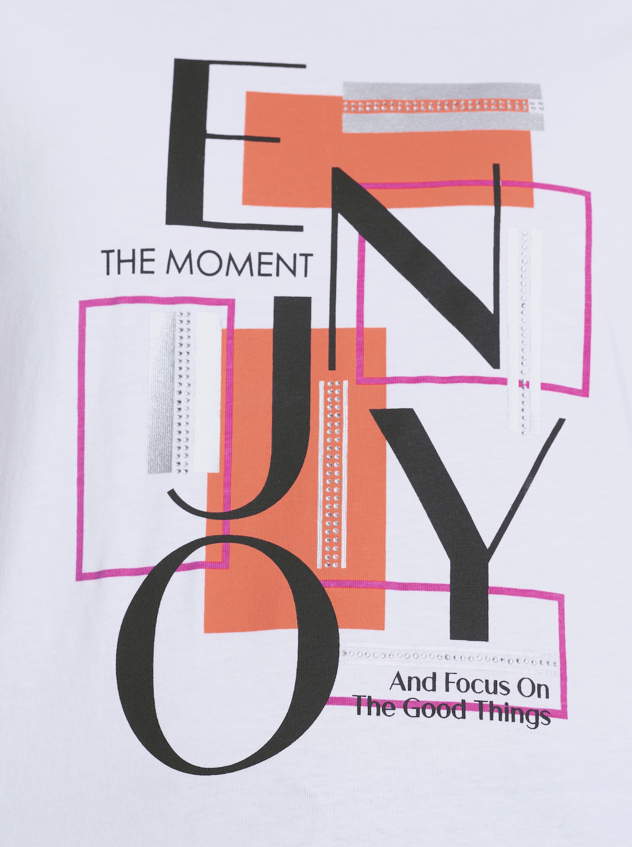 Kurzarmshirt mit Schriftzug - weiß-papaya