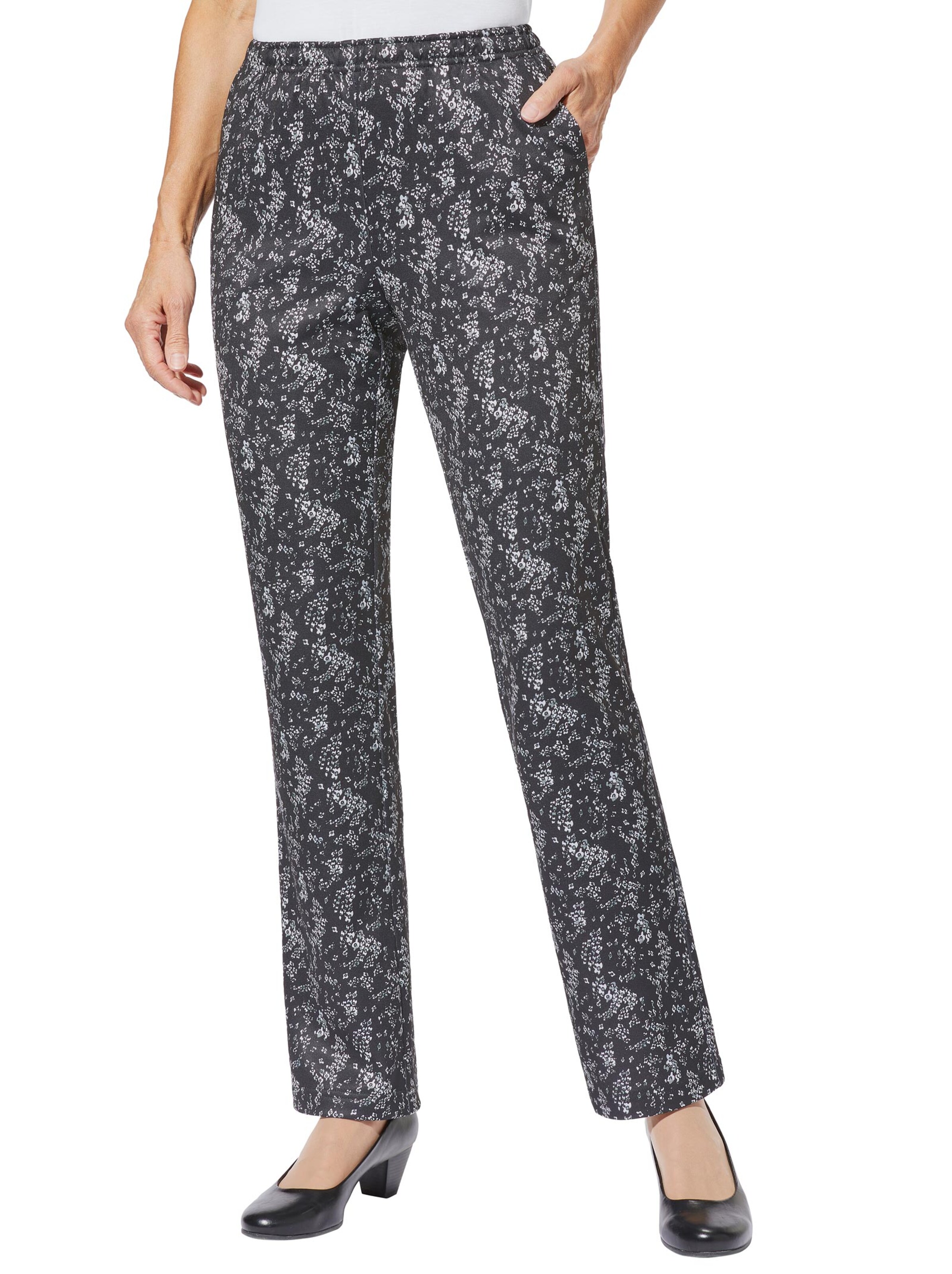 Jersey-Hose - schwarz-geblümt