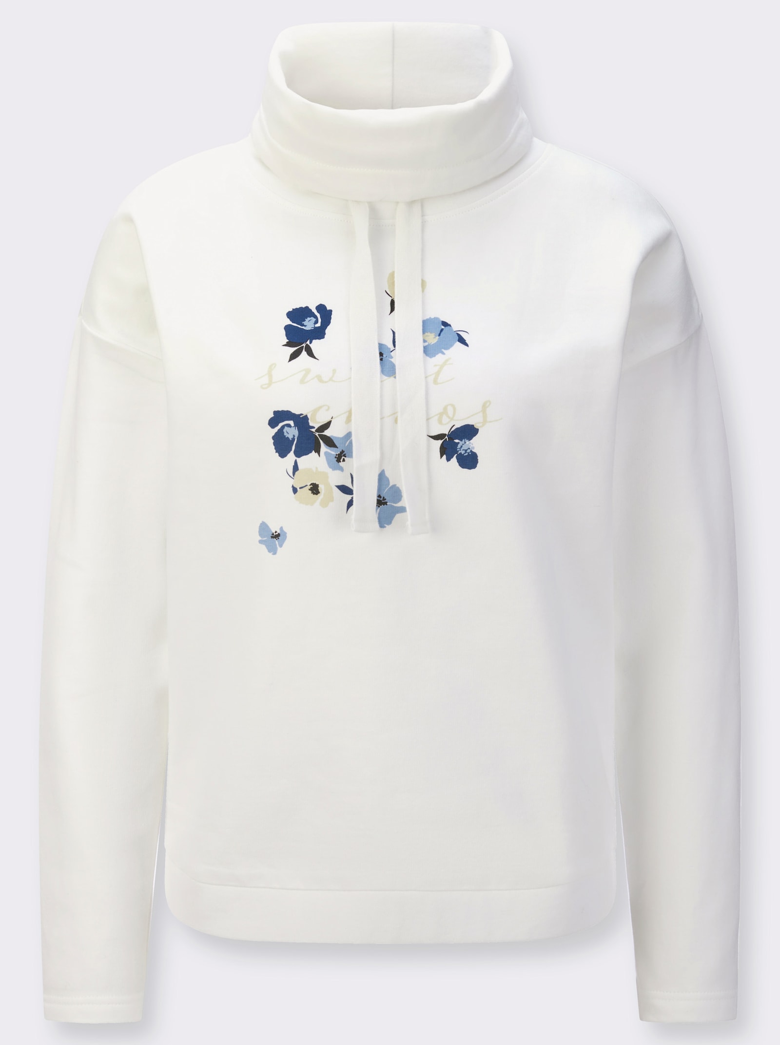 Sweatshirt mit weitem Rollkragen - ecru-bleu