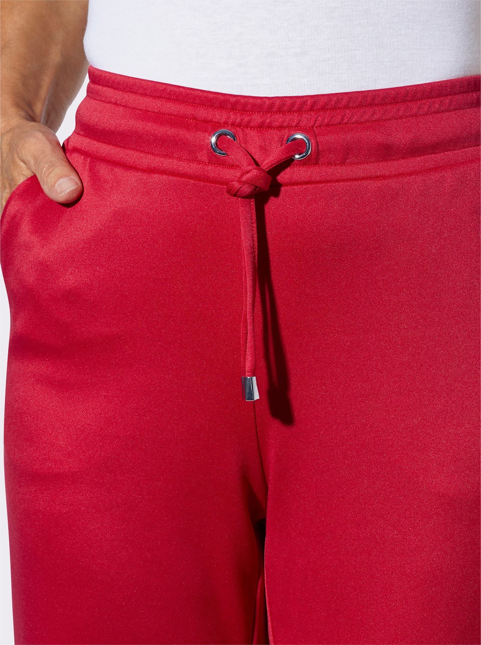 Jerseyhose mit verstellbarem Tunnelzug am Saum - rot