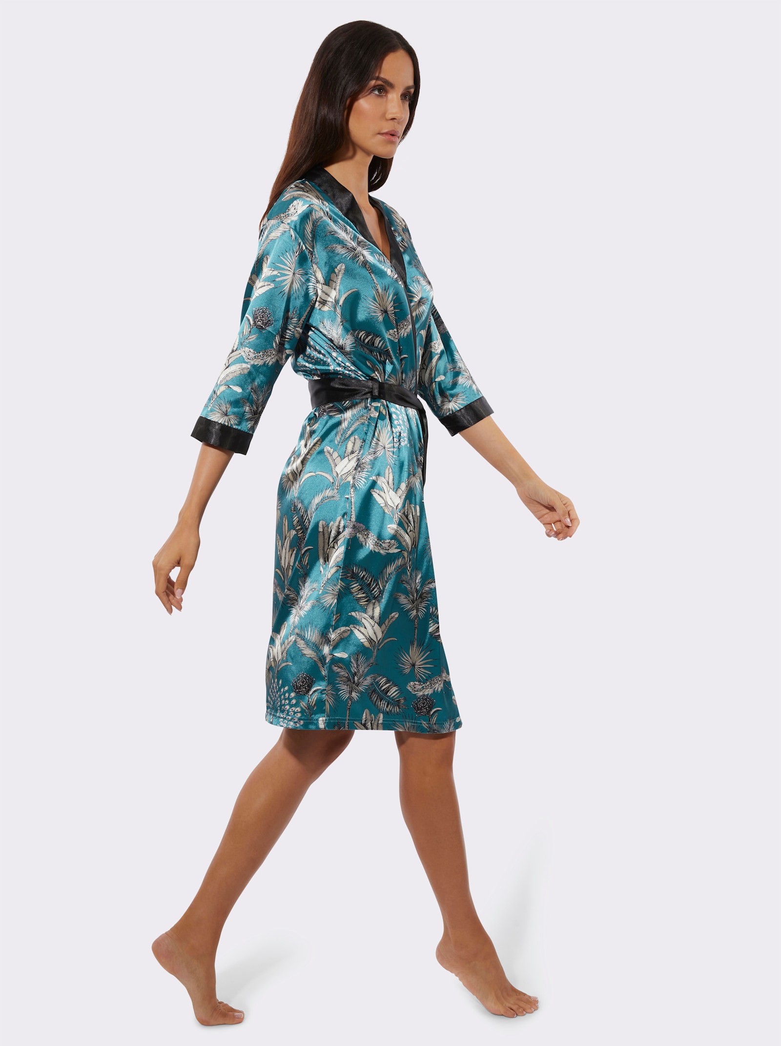 wäschepur Robe de chambre - pétrole-couleur ivoire  imprimé