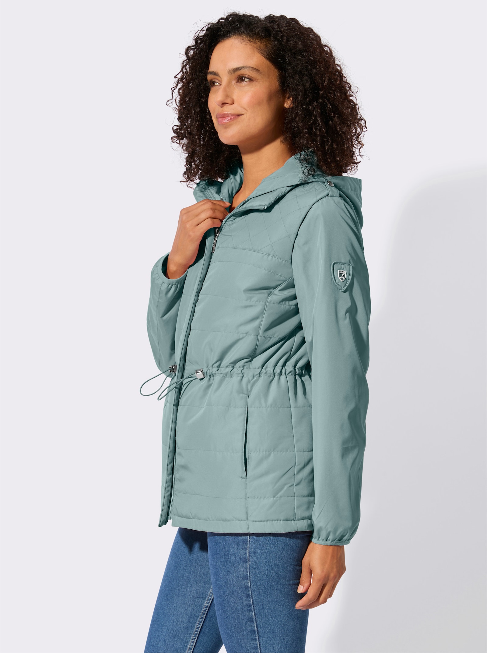 3-in-1-Funktionsjacke im Steppmuster-Mix - jade