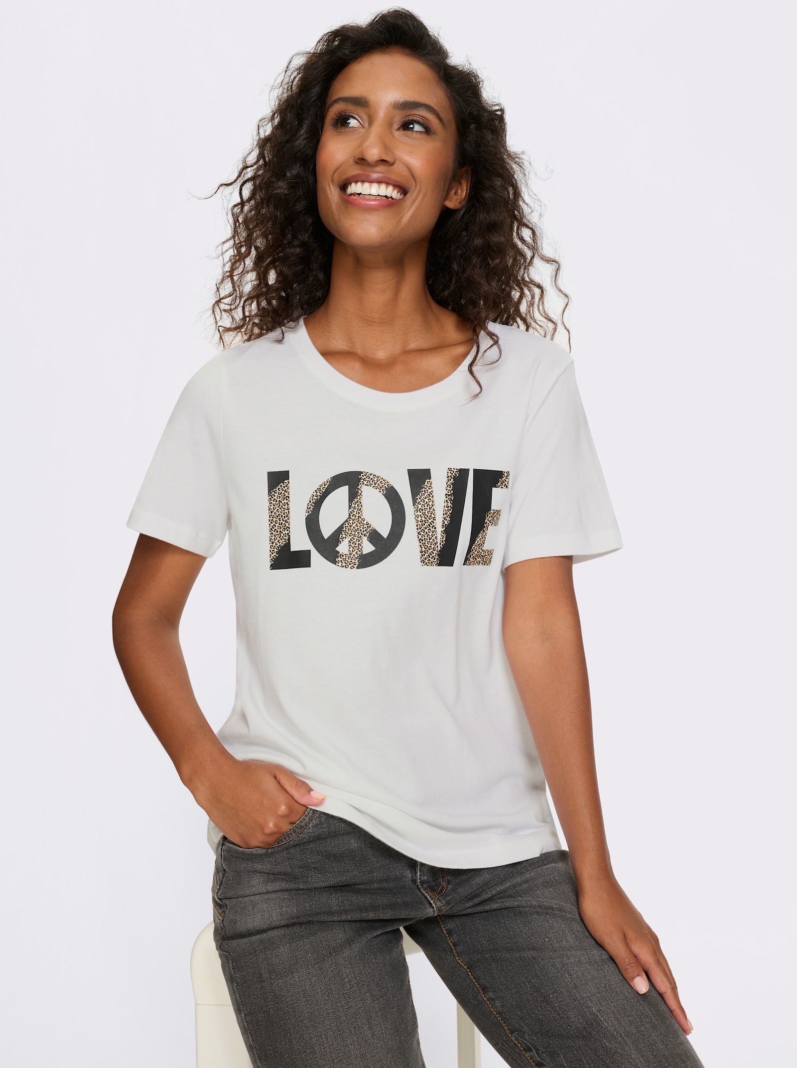 heine T-Shirt mit Statement-Print - weiß