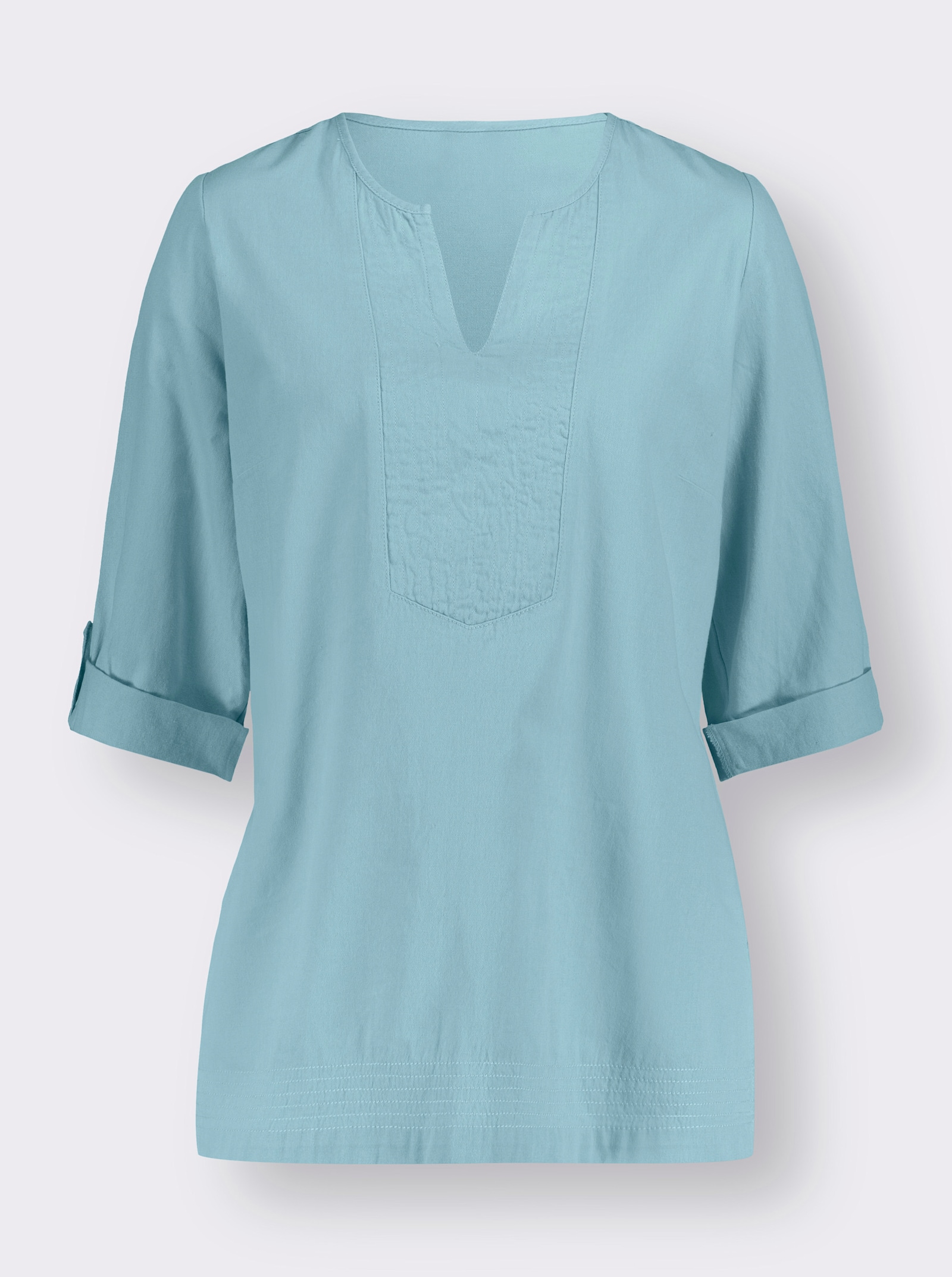 Jeanstunika mit Krempel-Ärmeln - mint