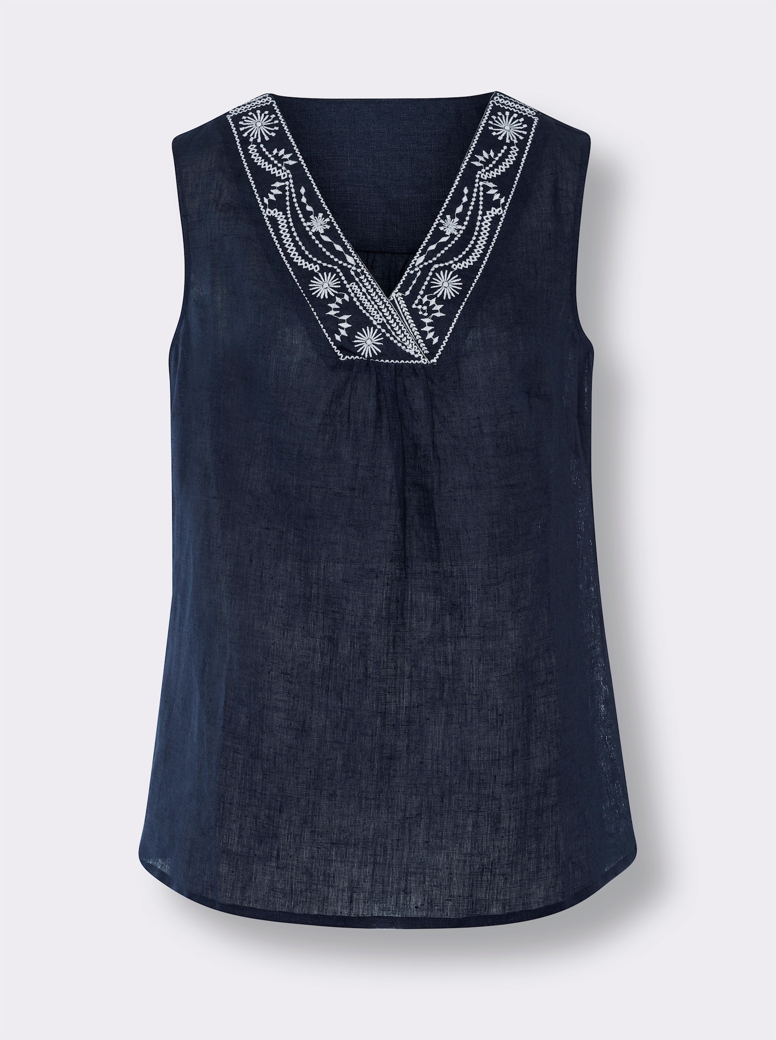 heine Blusentop mit Kontrast-Stickerei - marine