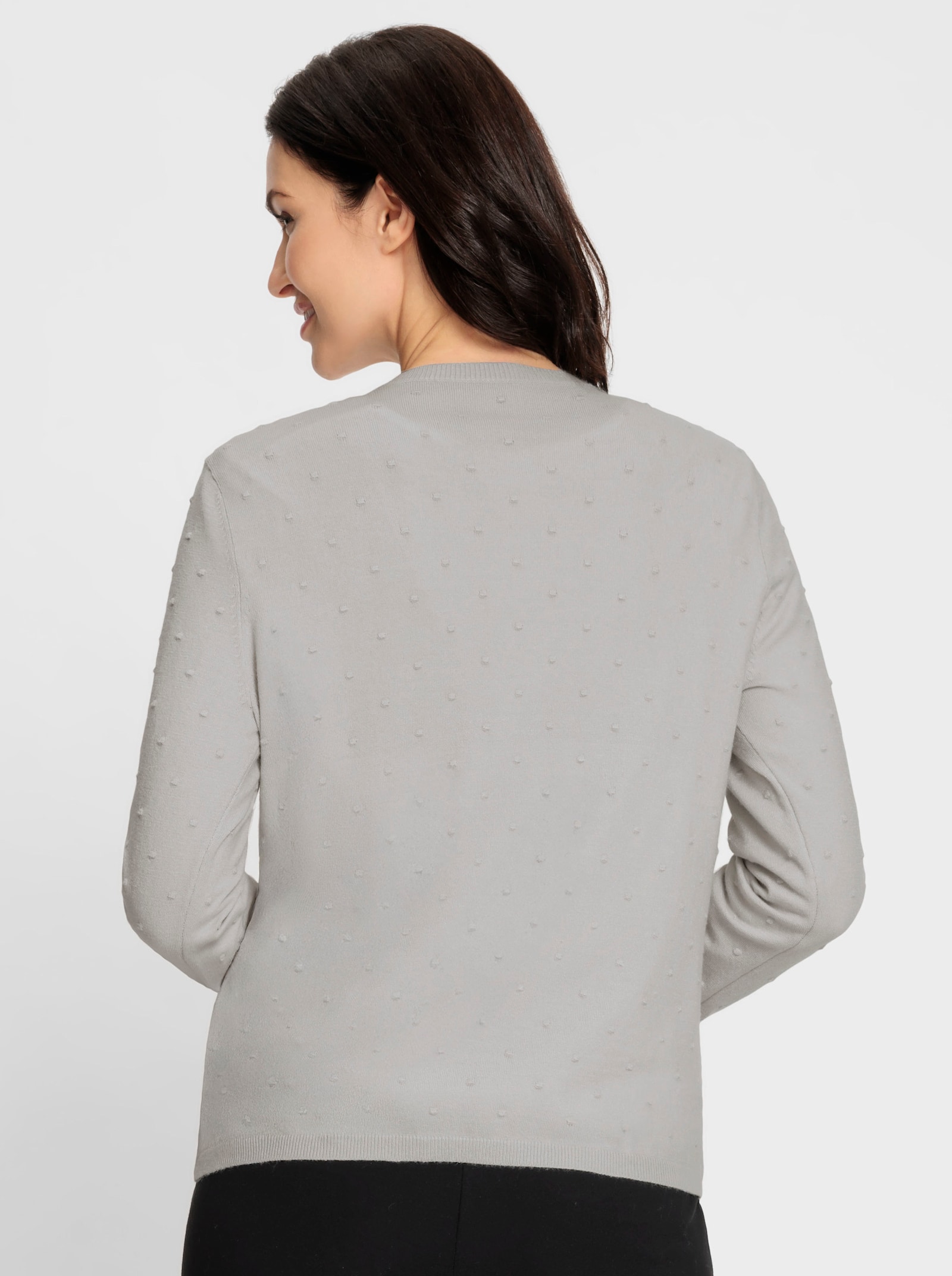 Strickjacke mit 3D-Tupfen - hellgrau