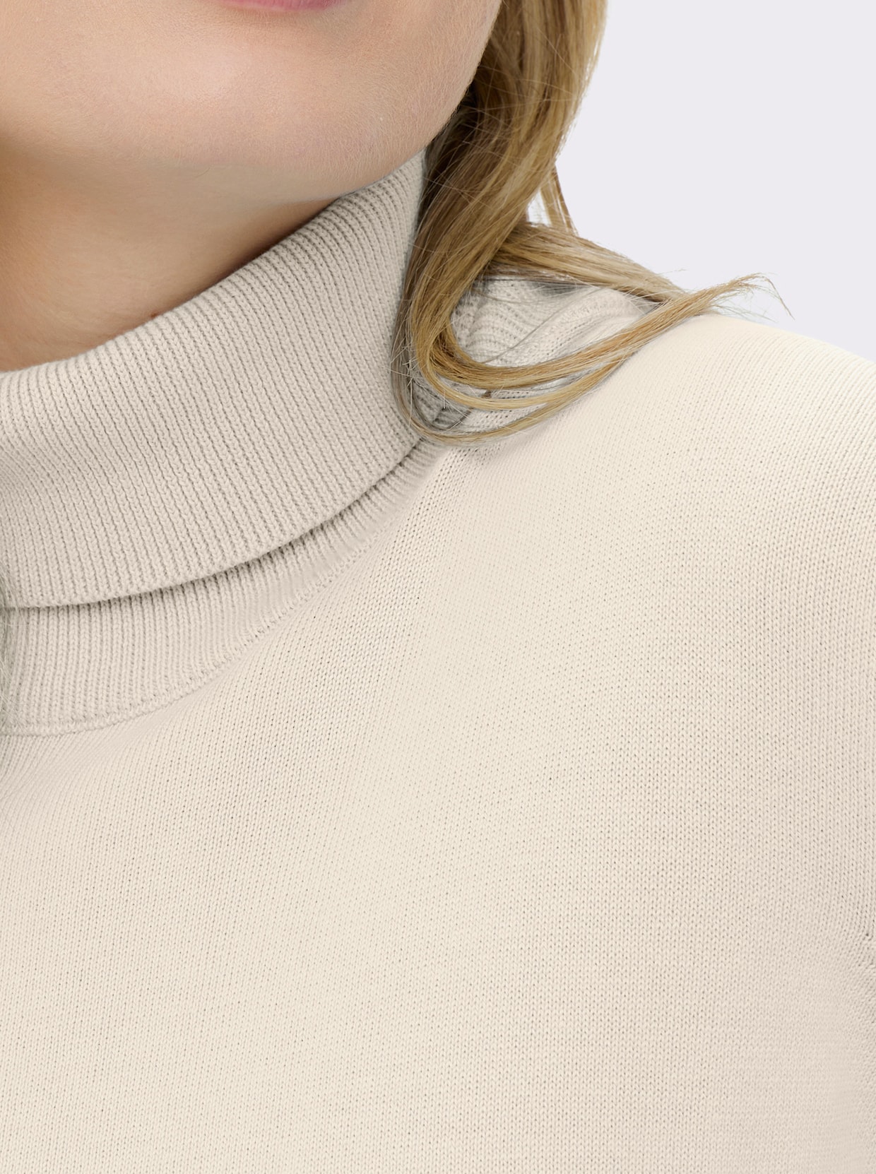 Rollkragenpullover aus reiner Baumwolle - ecru