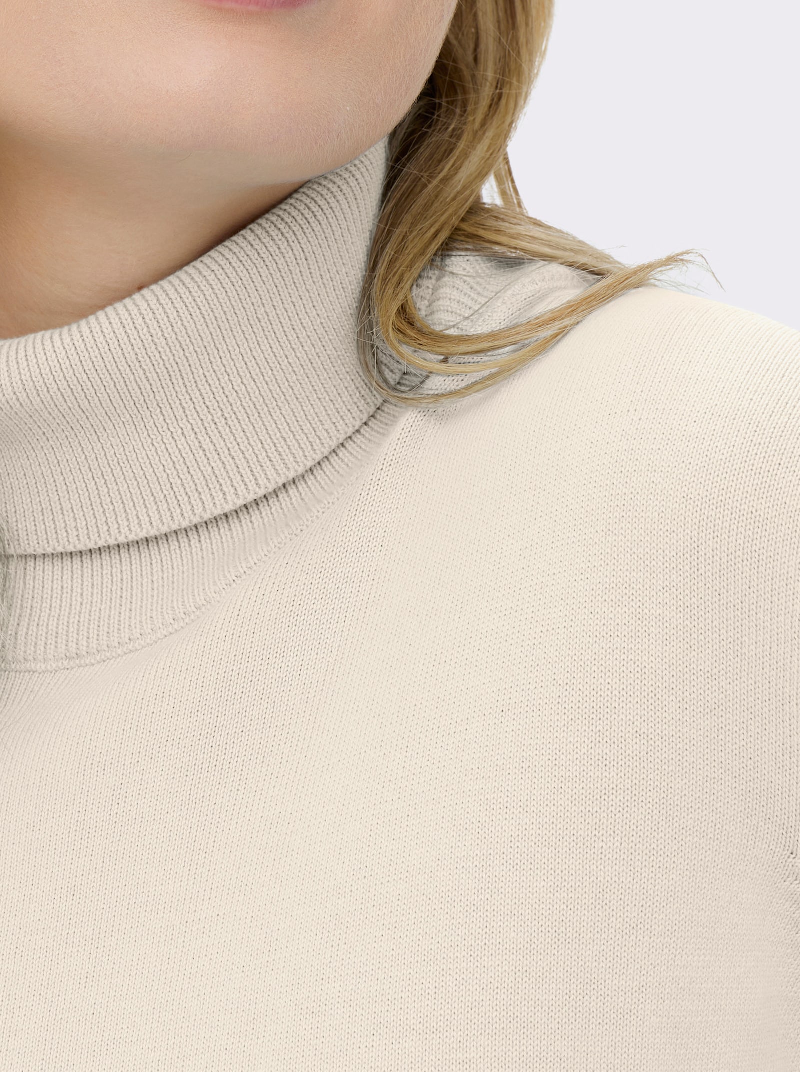 Rollkragenpullover aus reiner Baumwolle - ecru