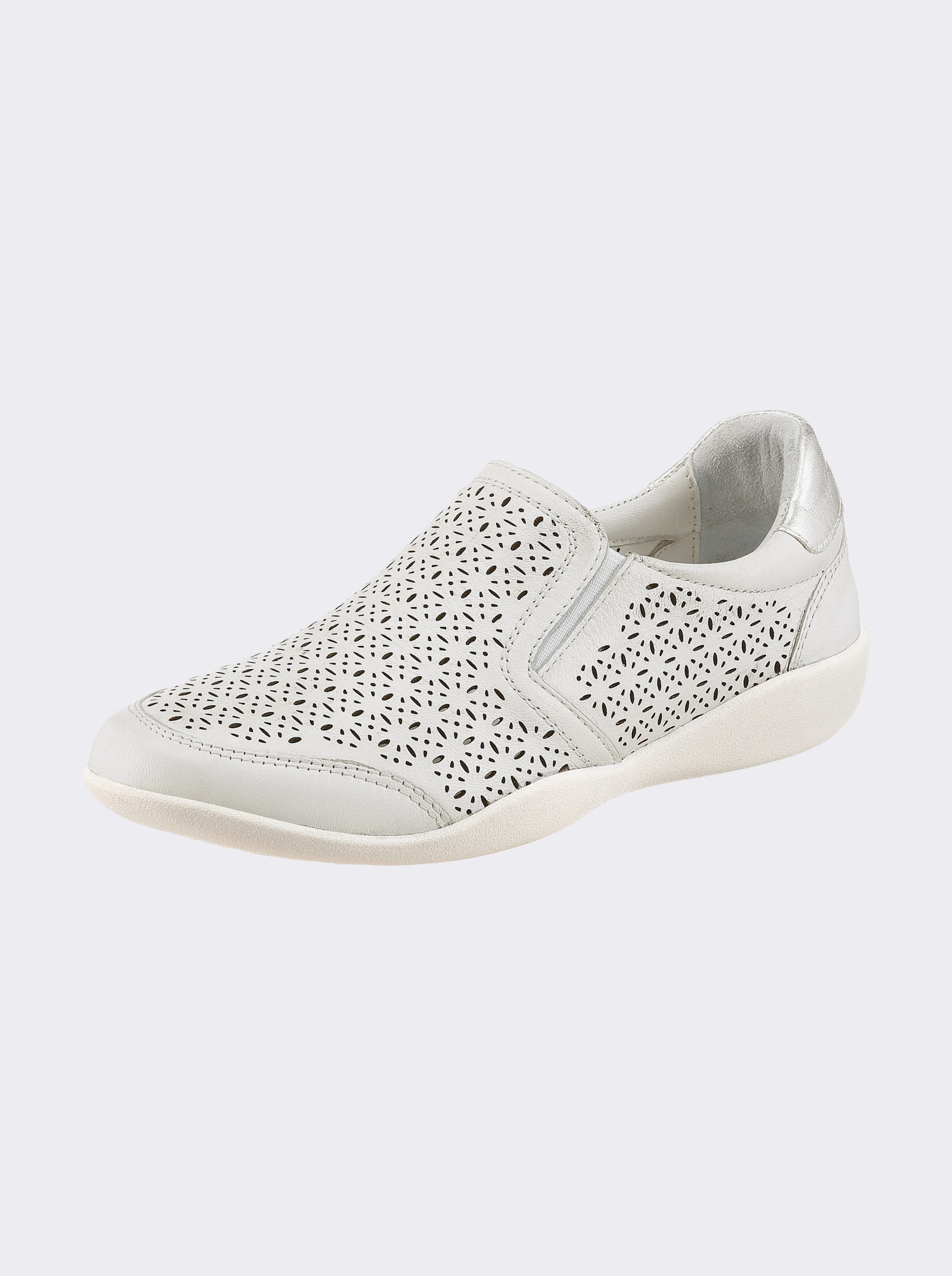 Naturläufer Slipper mit Perforation - weiß
