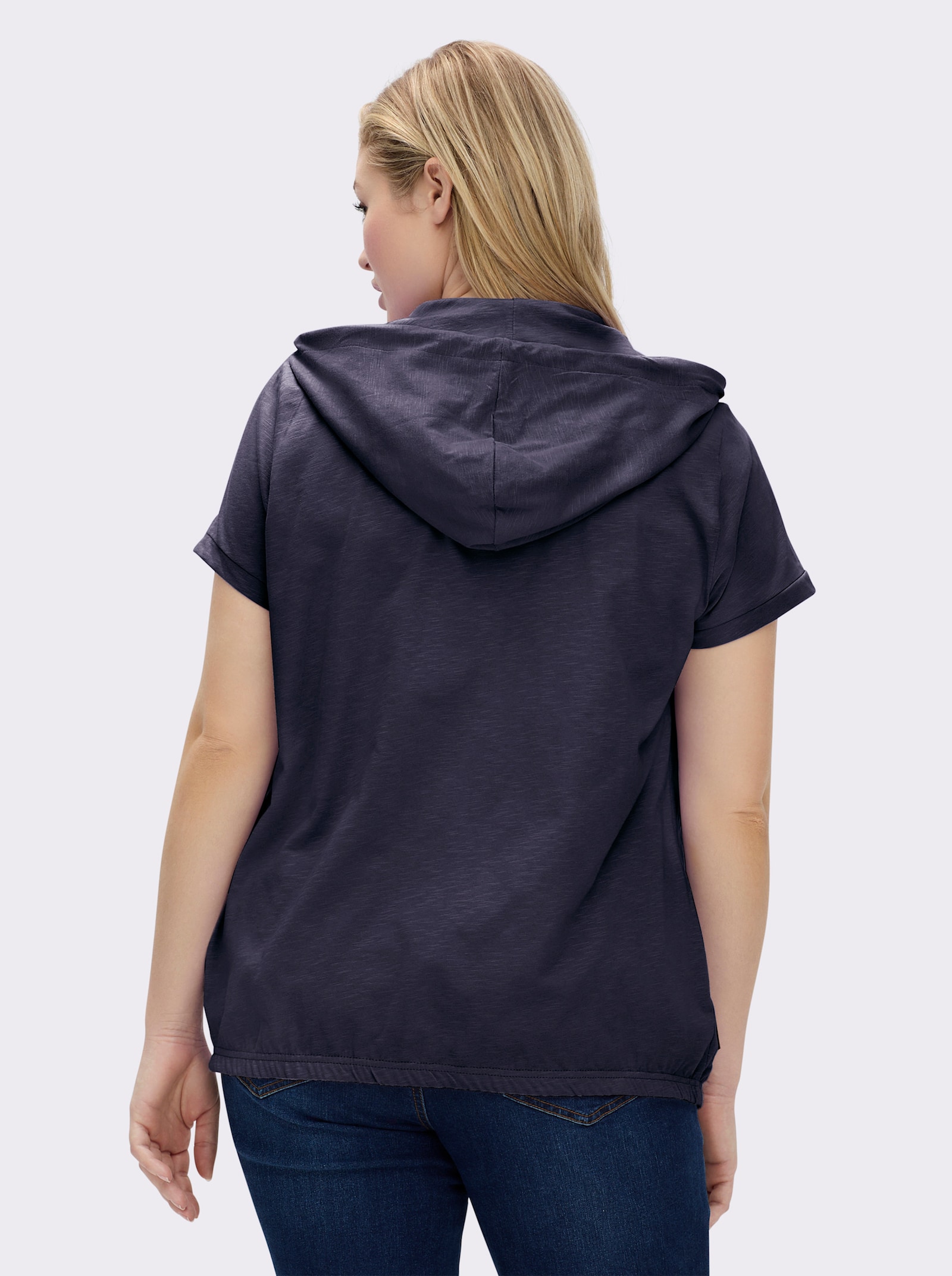 Sweatjacke mit Nahttaschen - marine