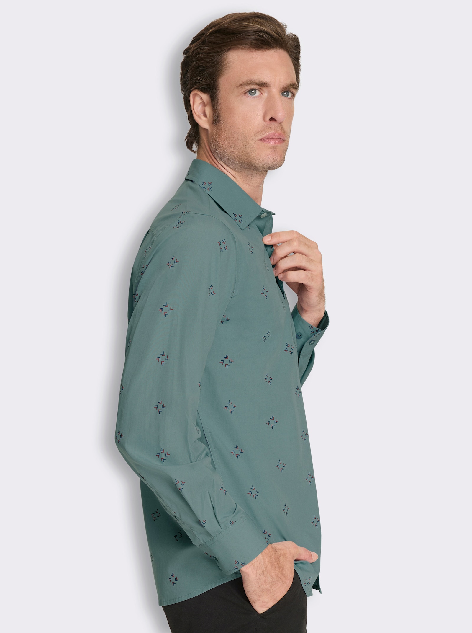 Langarmhemd mit Allover-Print - jade