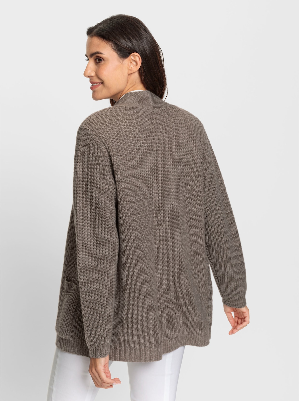 Strickjacke - taupe-meliert