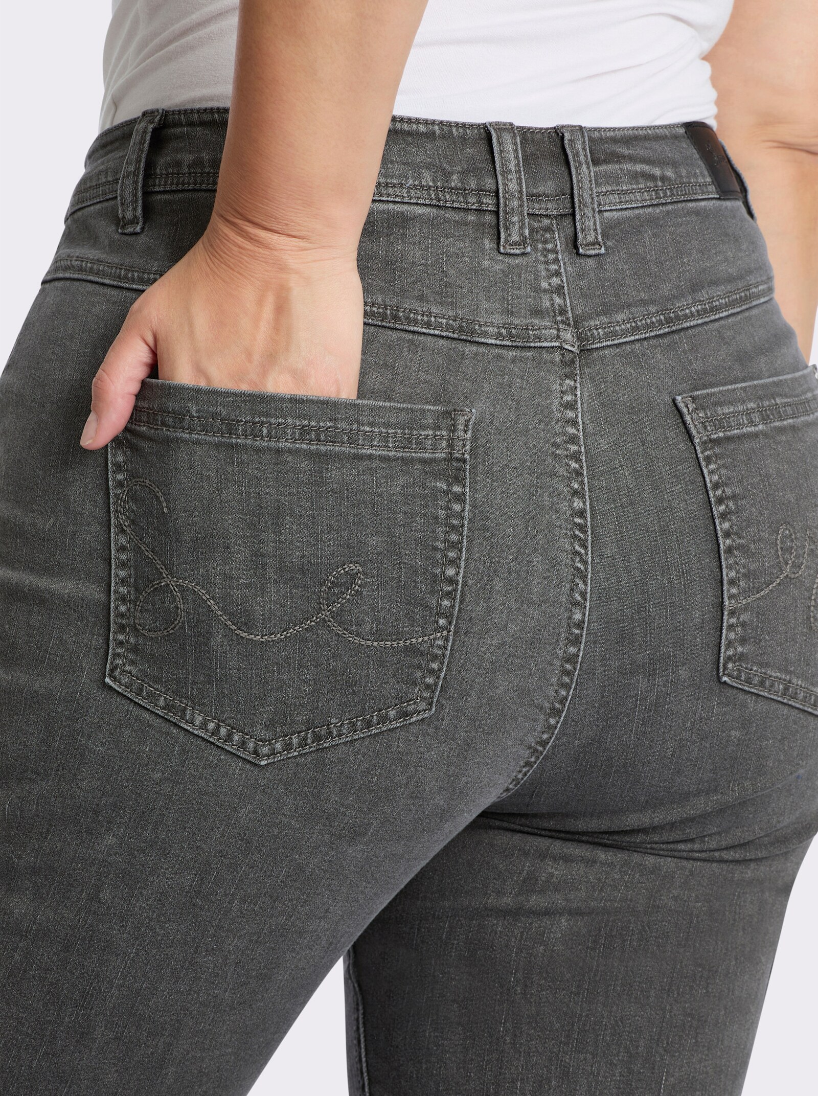 sheego Bootcut-Jeans mit Doppelknopf - grey-denim
