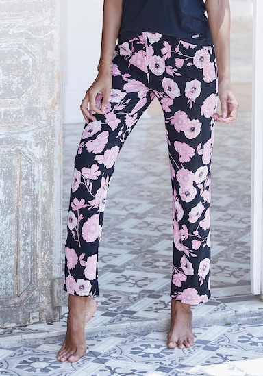 LASCANA Pantalon de nuit - noir-rose à fleurs