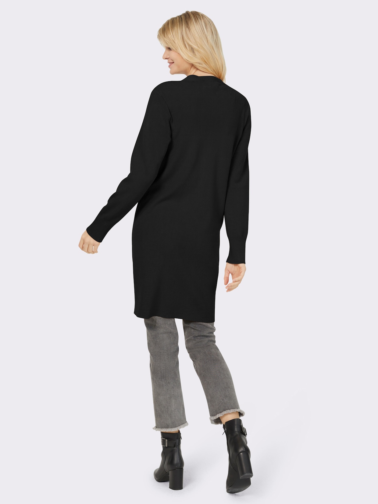 heine Lang gebreid vest - zwart