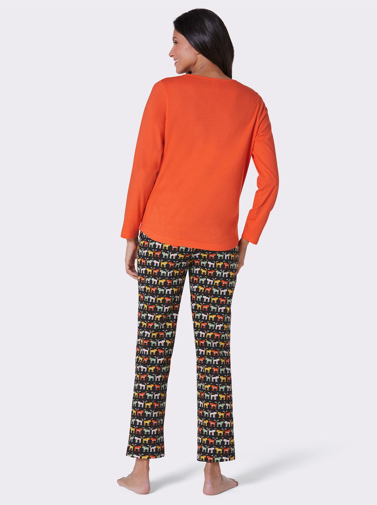wäschepur Pyjama - oranje/zwart geprint