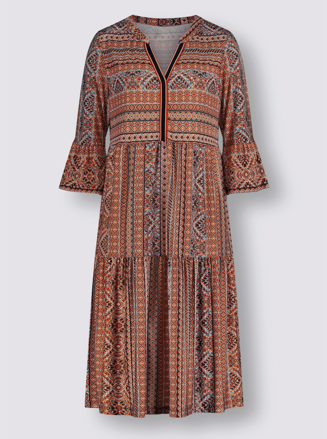 Jerseykleid - terra-ecru-bedruckt