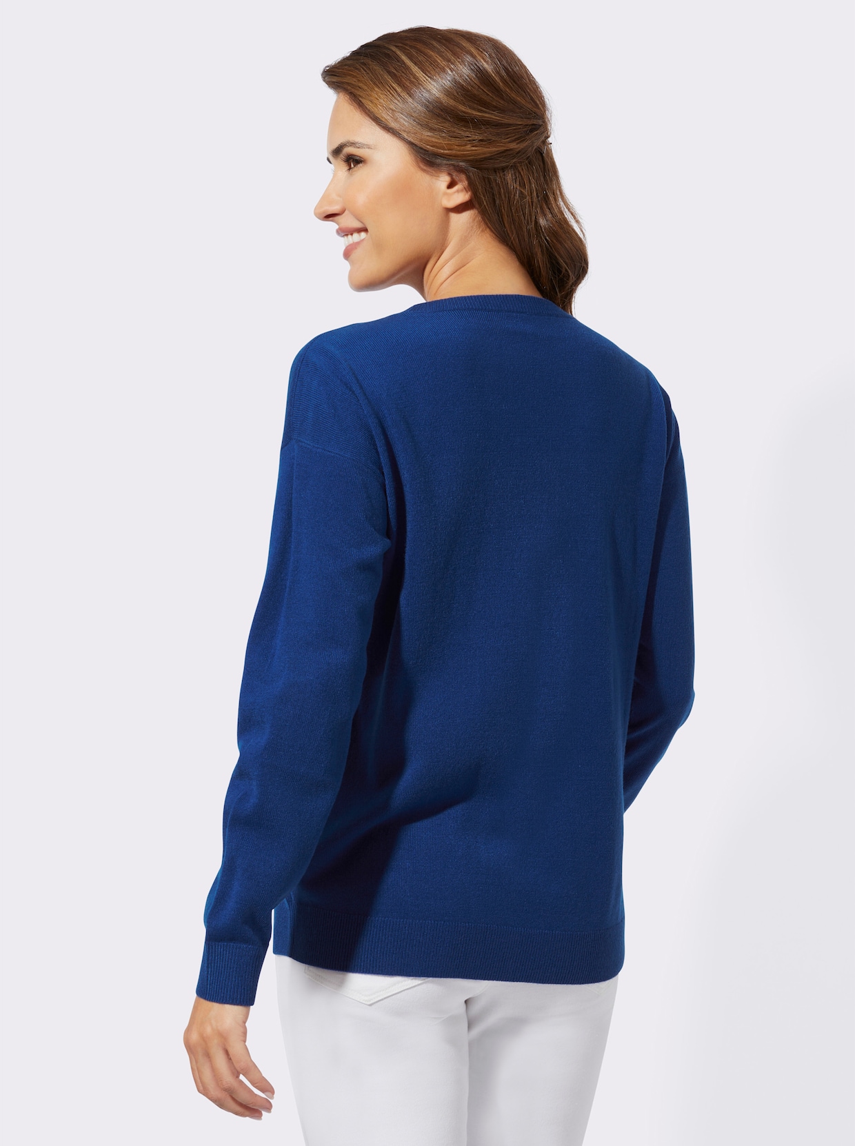 Langarm-Pullover - royalblau-grasgrün