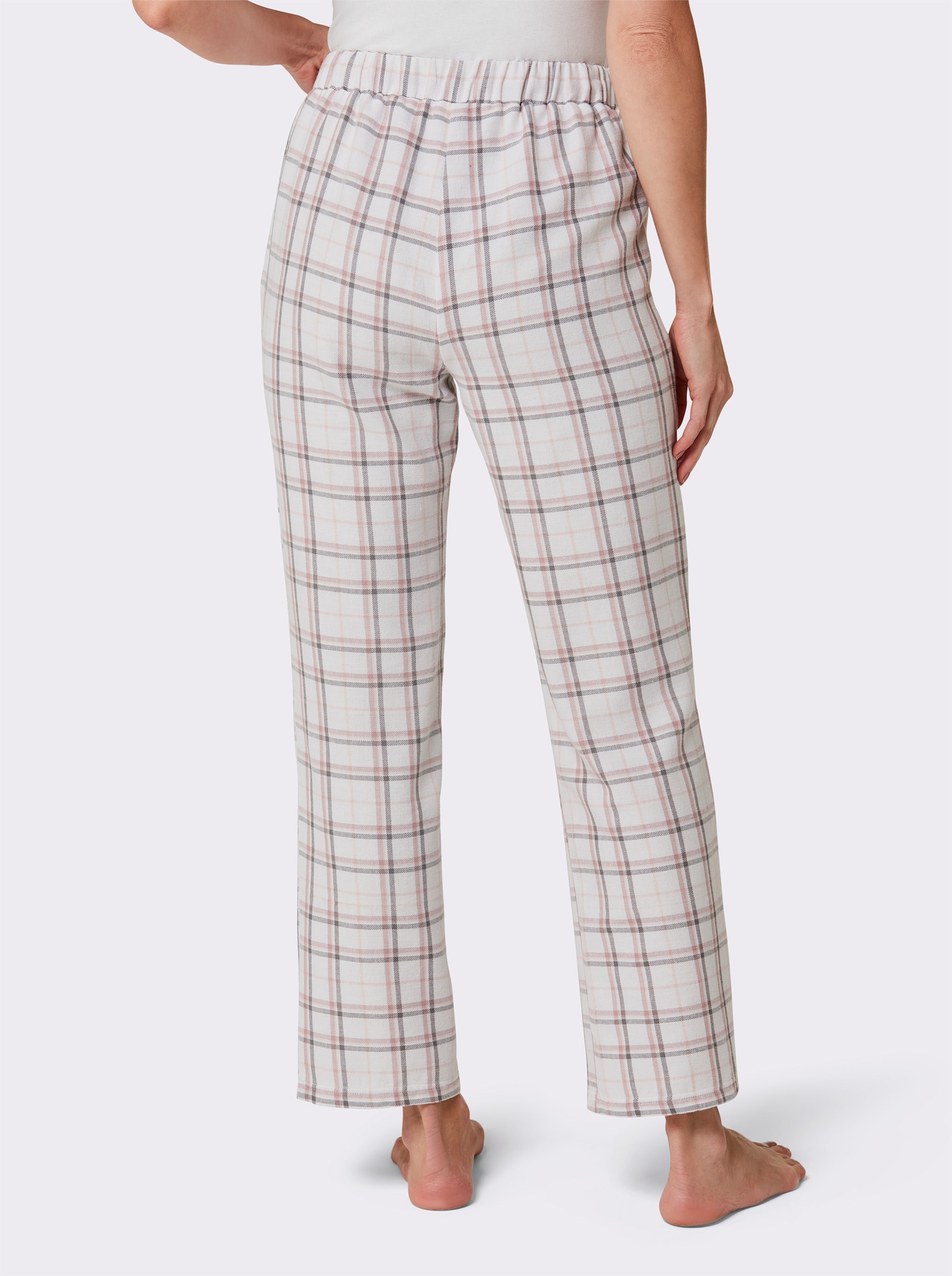 wäschepur Pyjama-Broek - ecru/mauve geruit