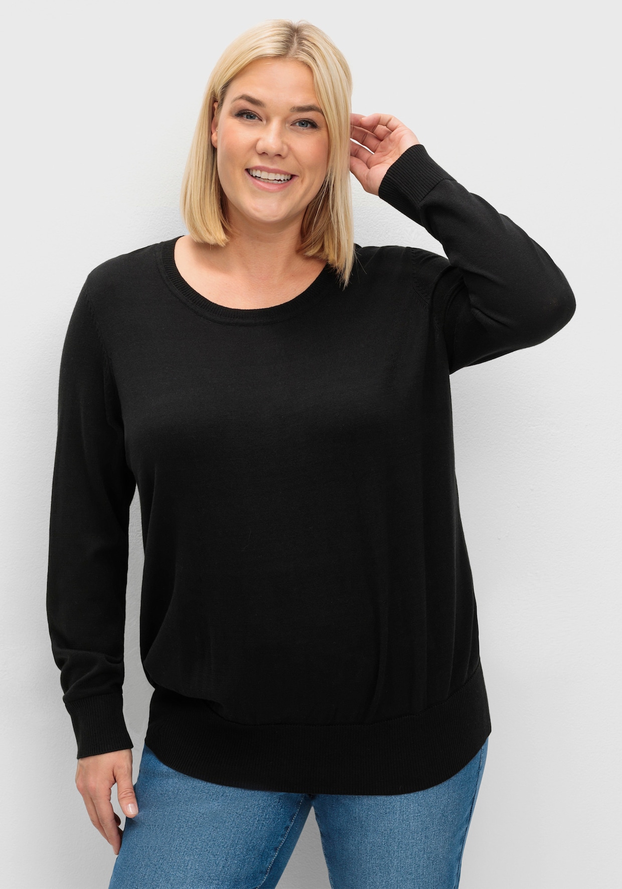 sheego Gebreide pullover - zwart