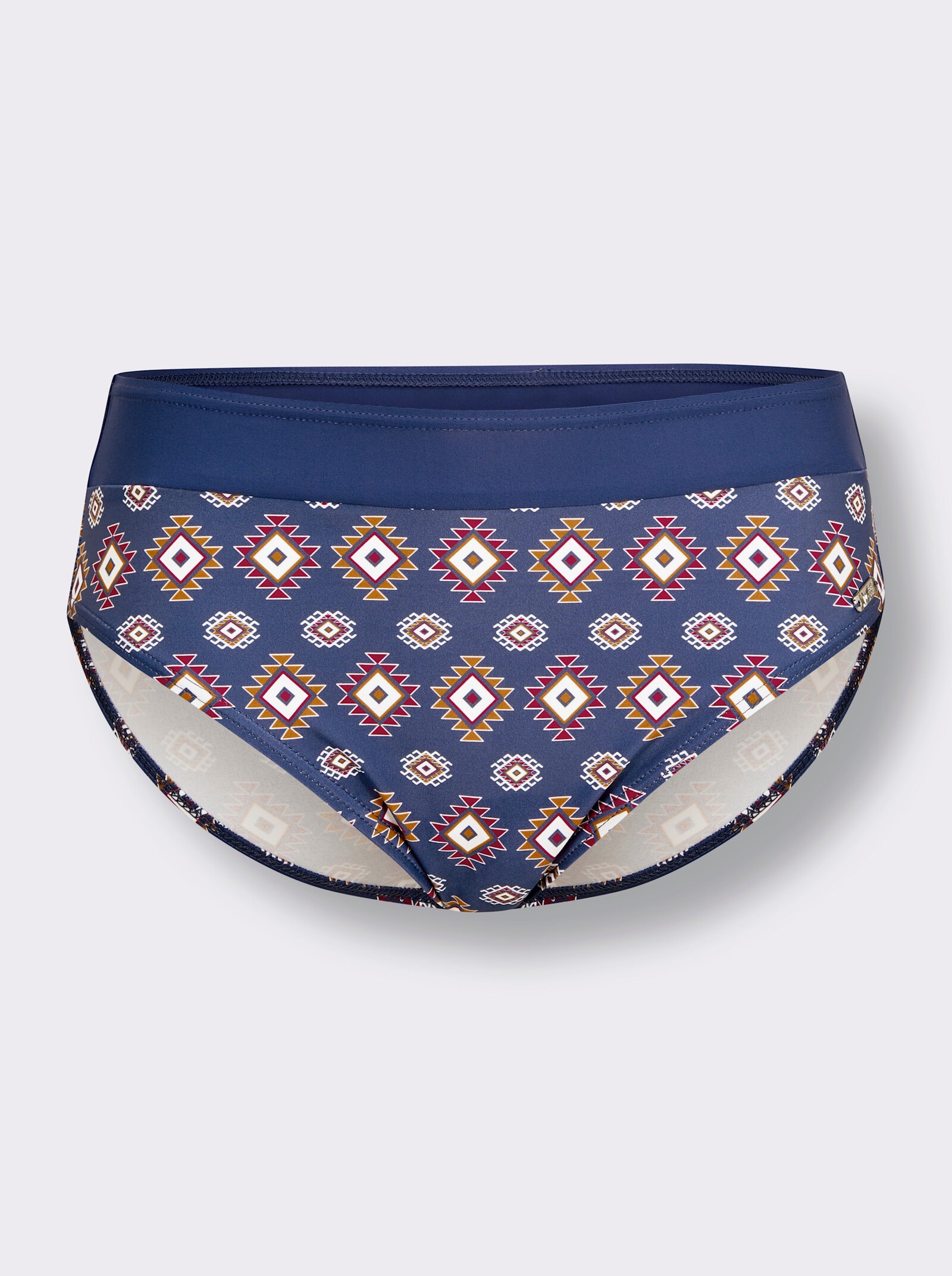 Bikini-Slip - jeansblau-orange-bedruckt