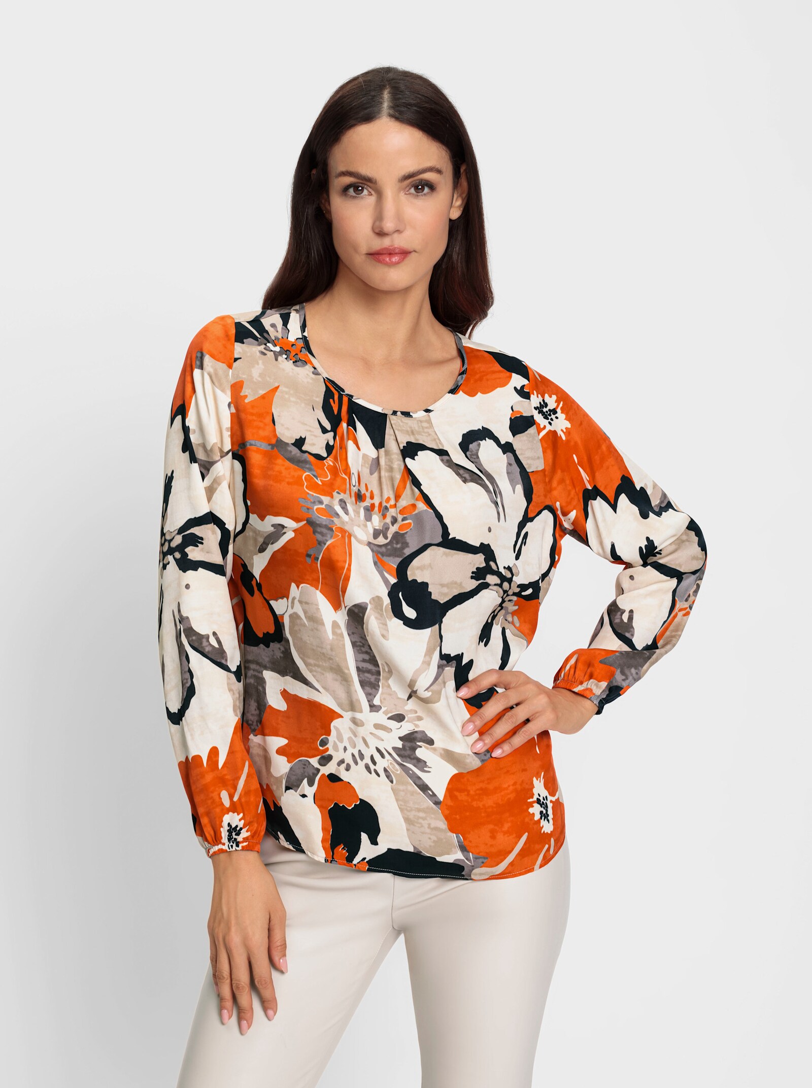 heine Chemisier imprimé avec motif floral - orange-noir imprimé